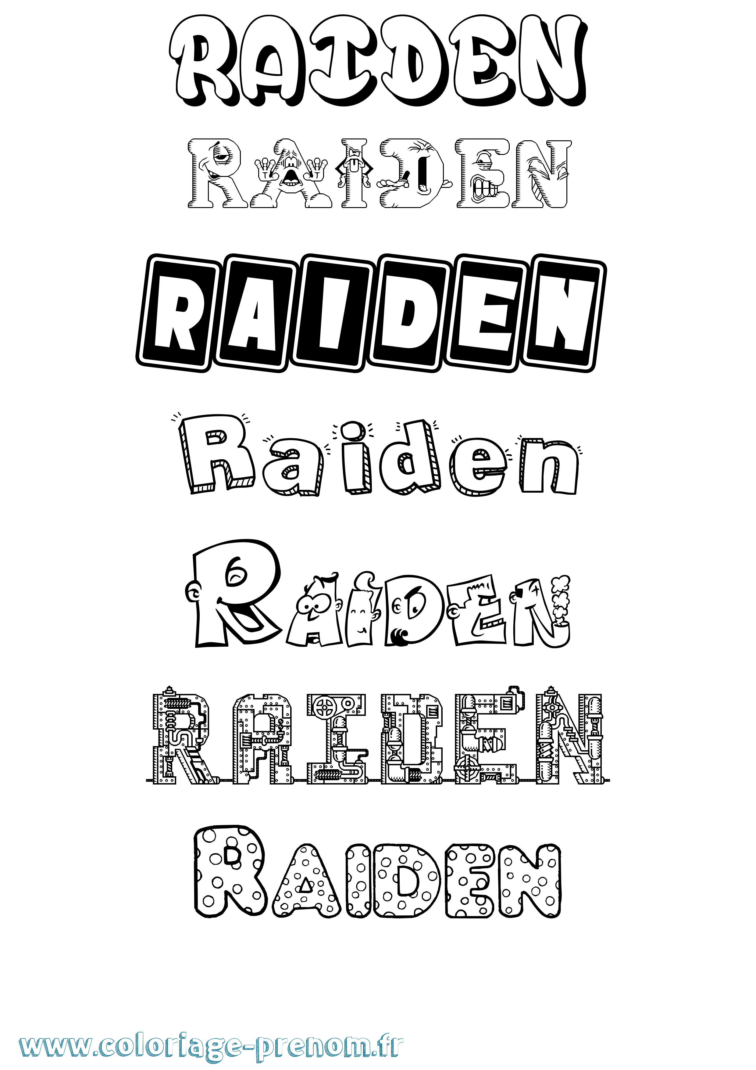 Coloriage prénom Raiden Fun