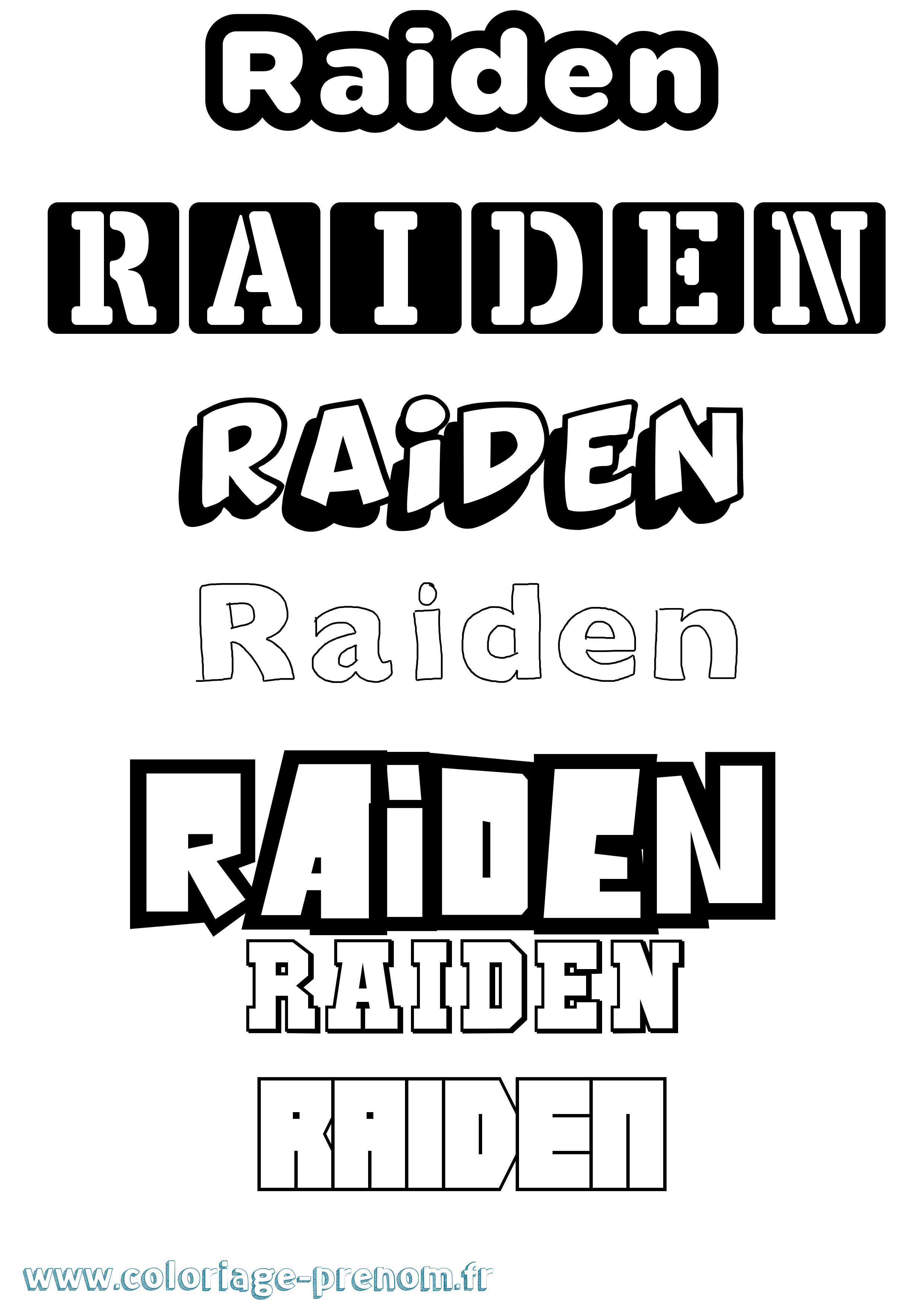 Coloriage prénom Raiden Simple