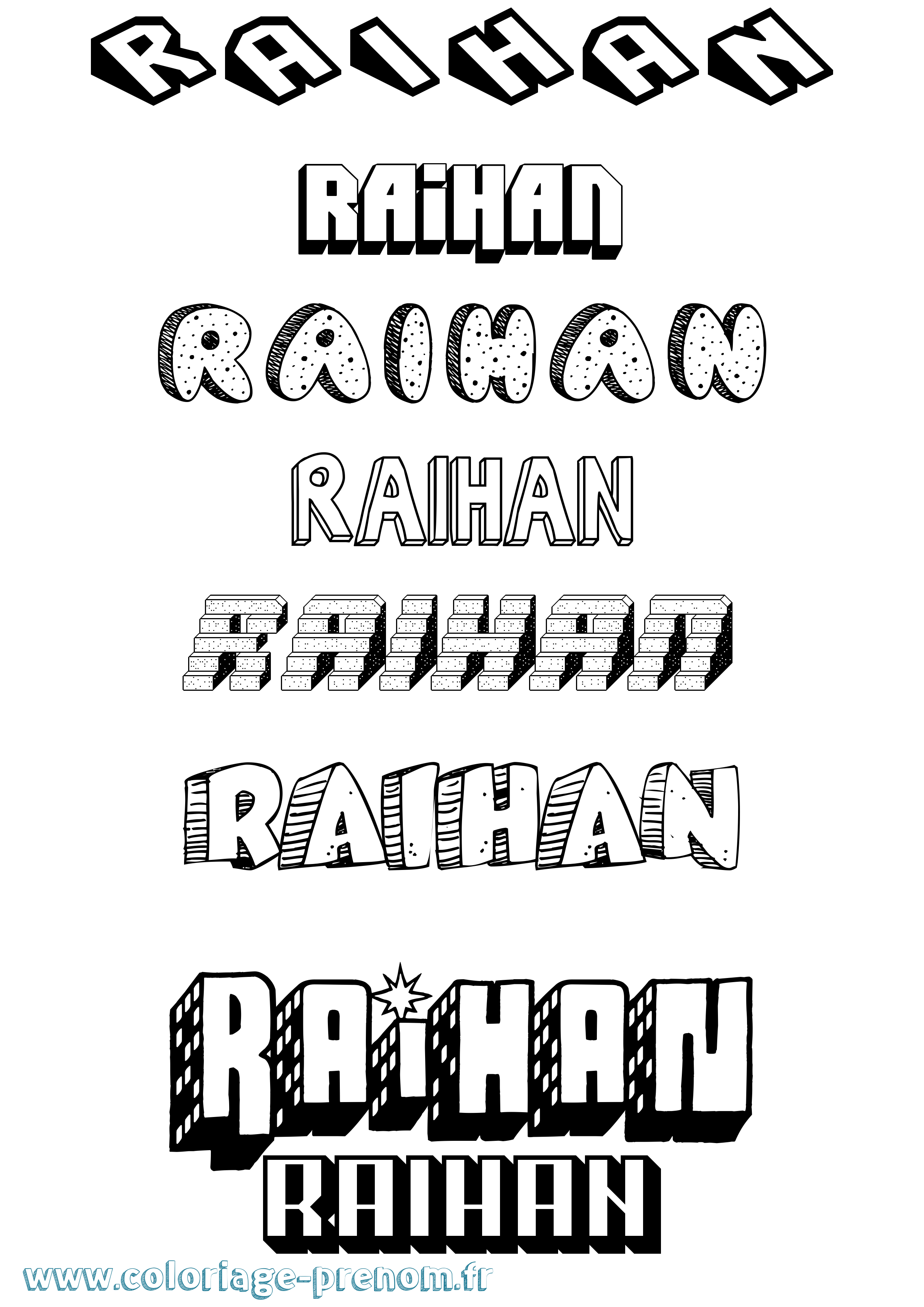 Coloriage Raihan Effet 3D Coloriage prénom Raihan Effet 3D