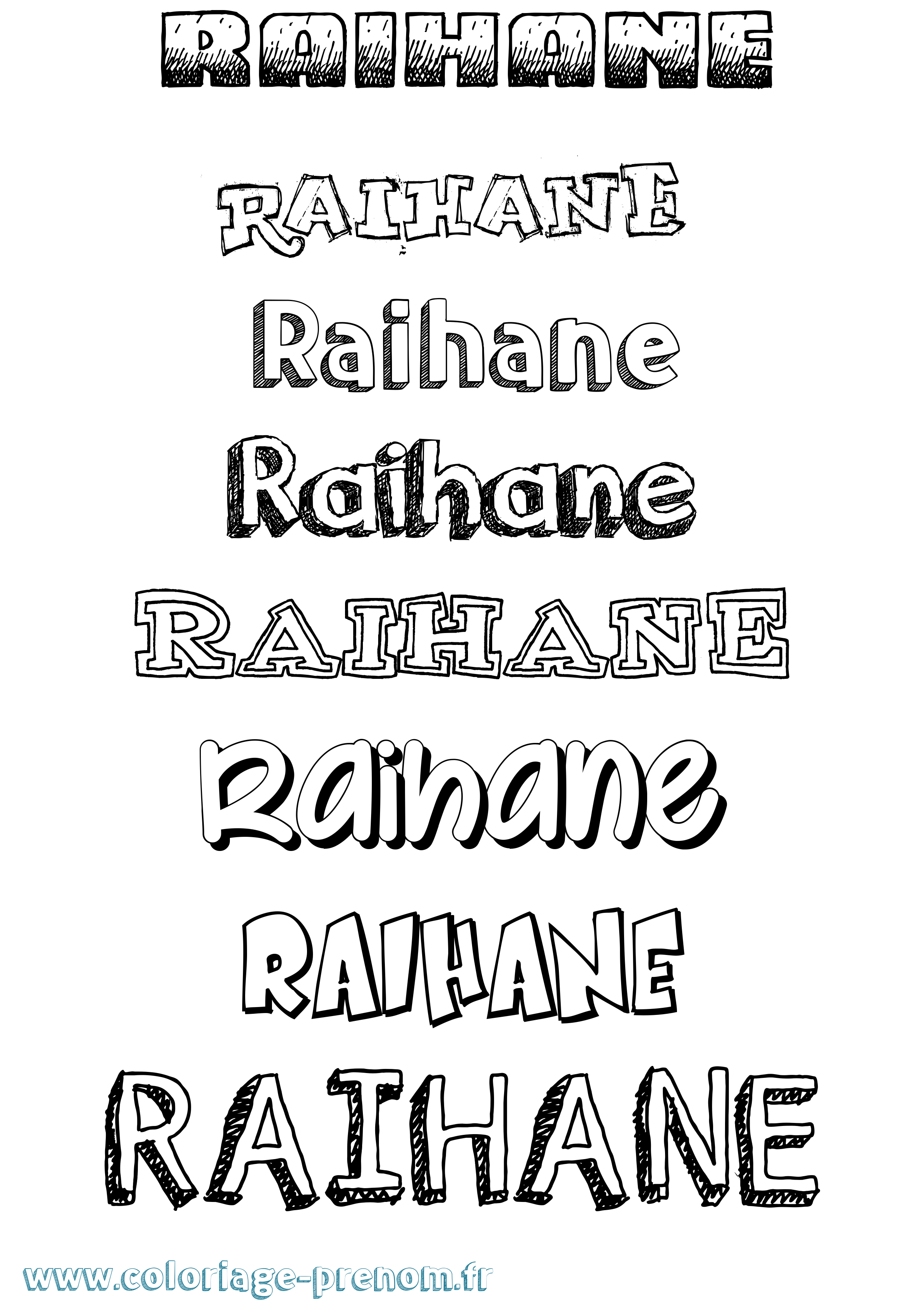 Coloriage Raihane Dessiné Coloriage prénom Raihane Dessiné