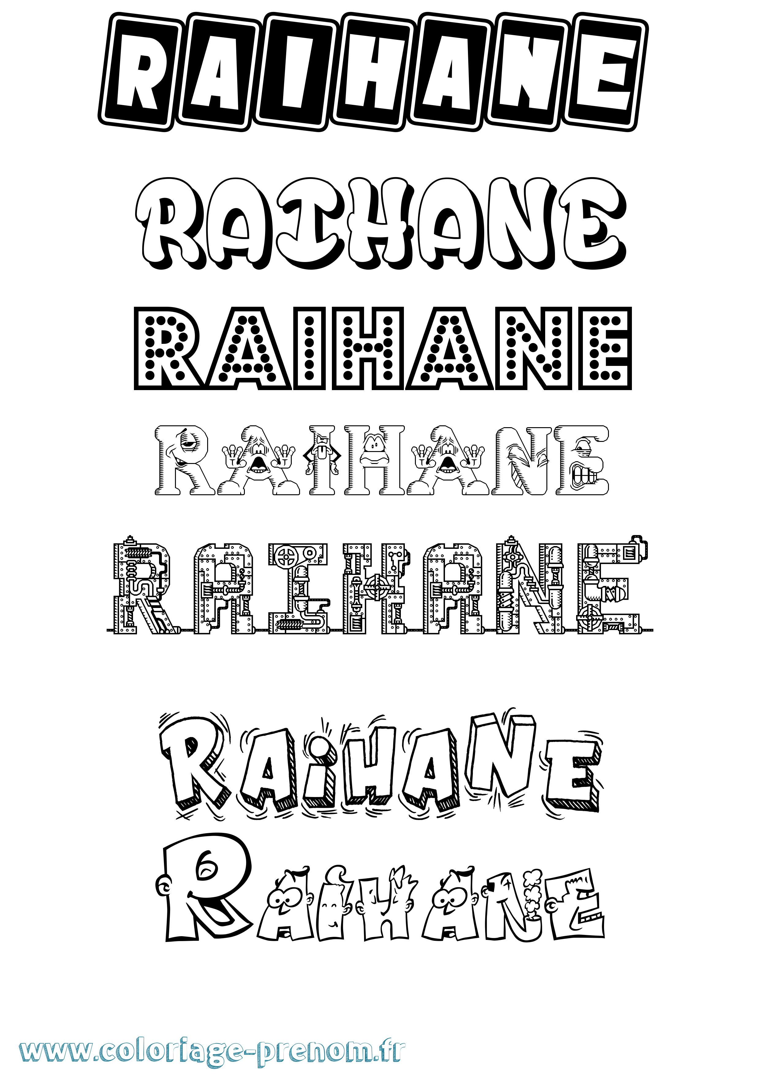 Coloriage Raihane Fun Coloriage prénom Raihane Fun