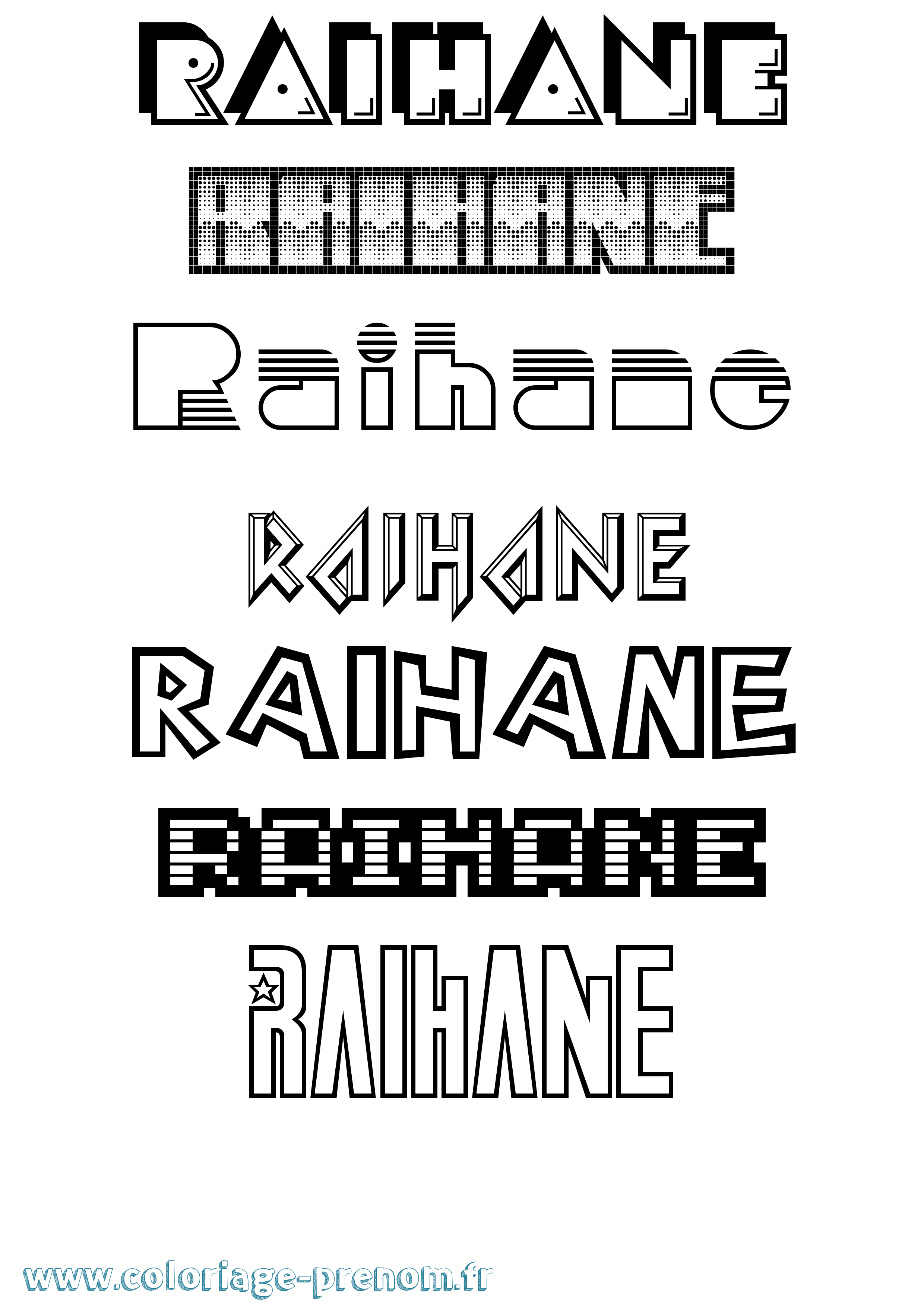 Coloriage Raihane Jeux Vidéos Coloriage prénom Raihane Jeux Vidéos