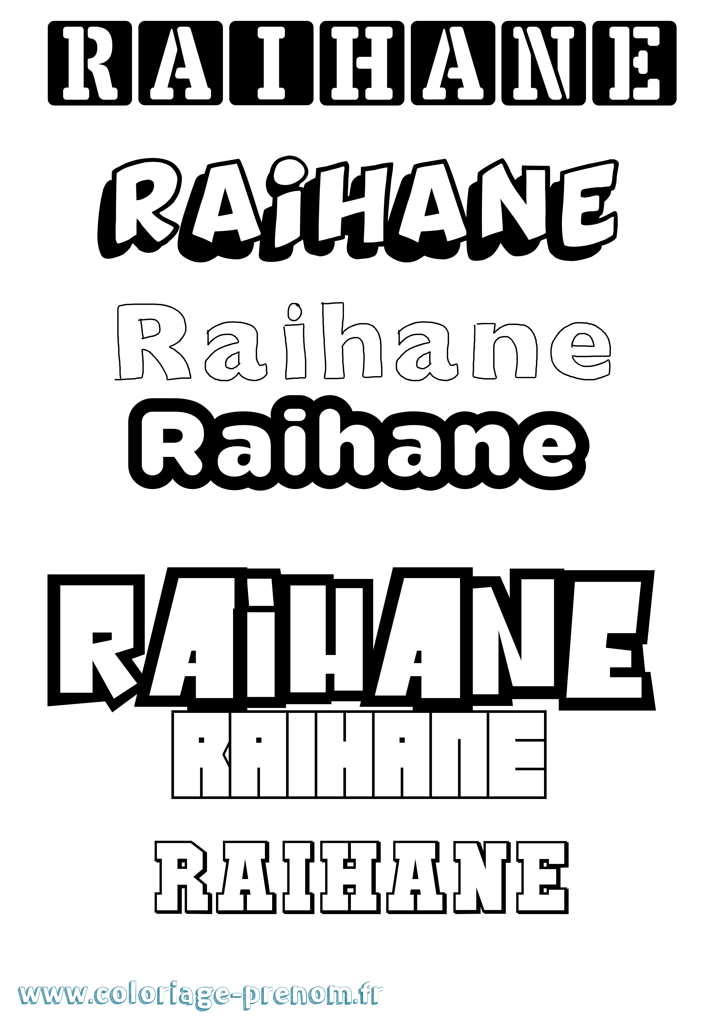 Coloriage prénom Raihane Simple
