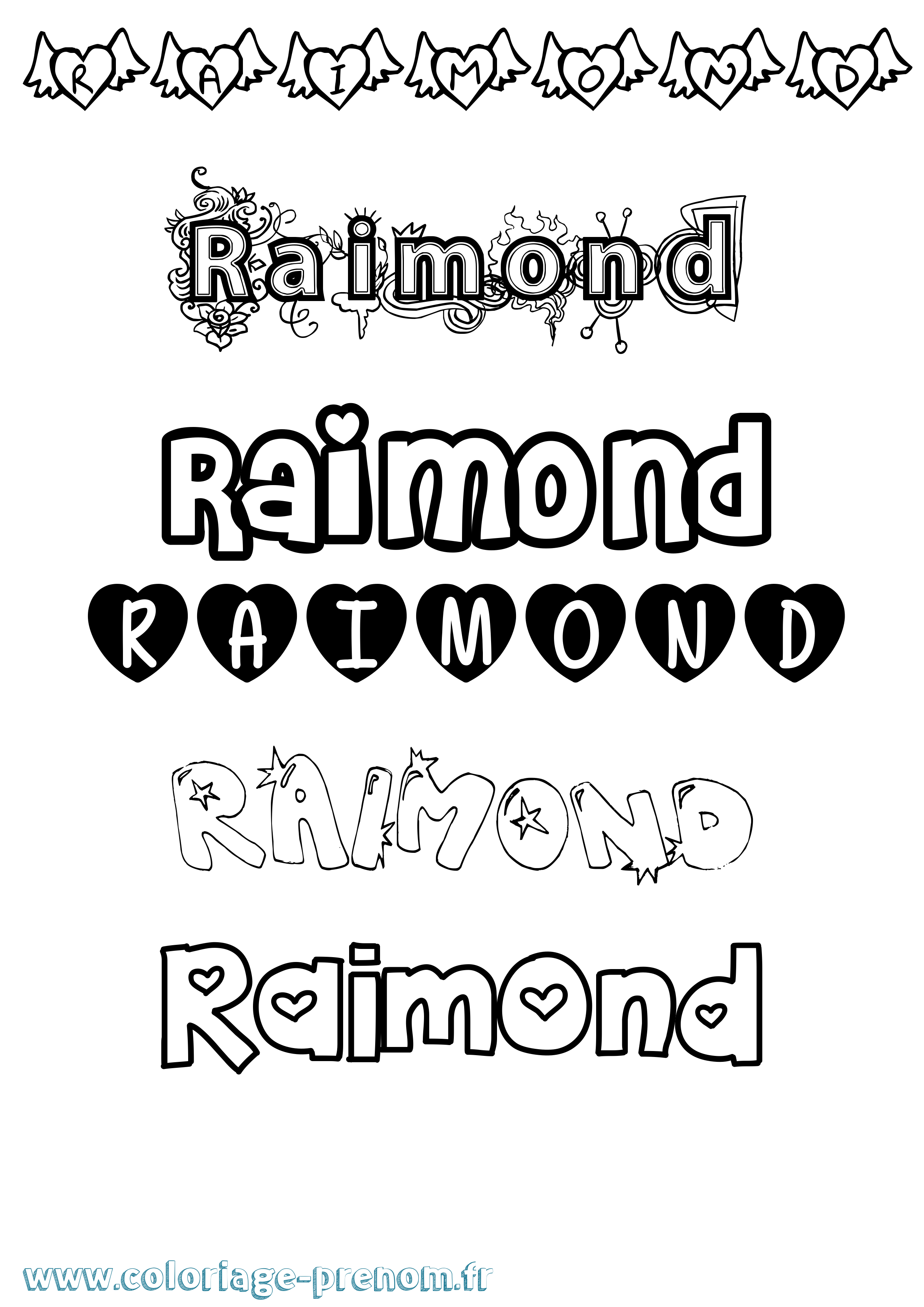 Coloriage prénom Raimond Girly