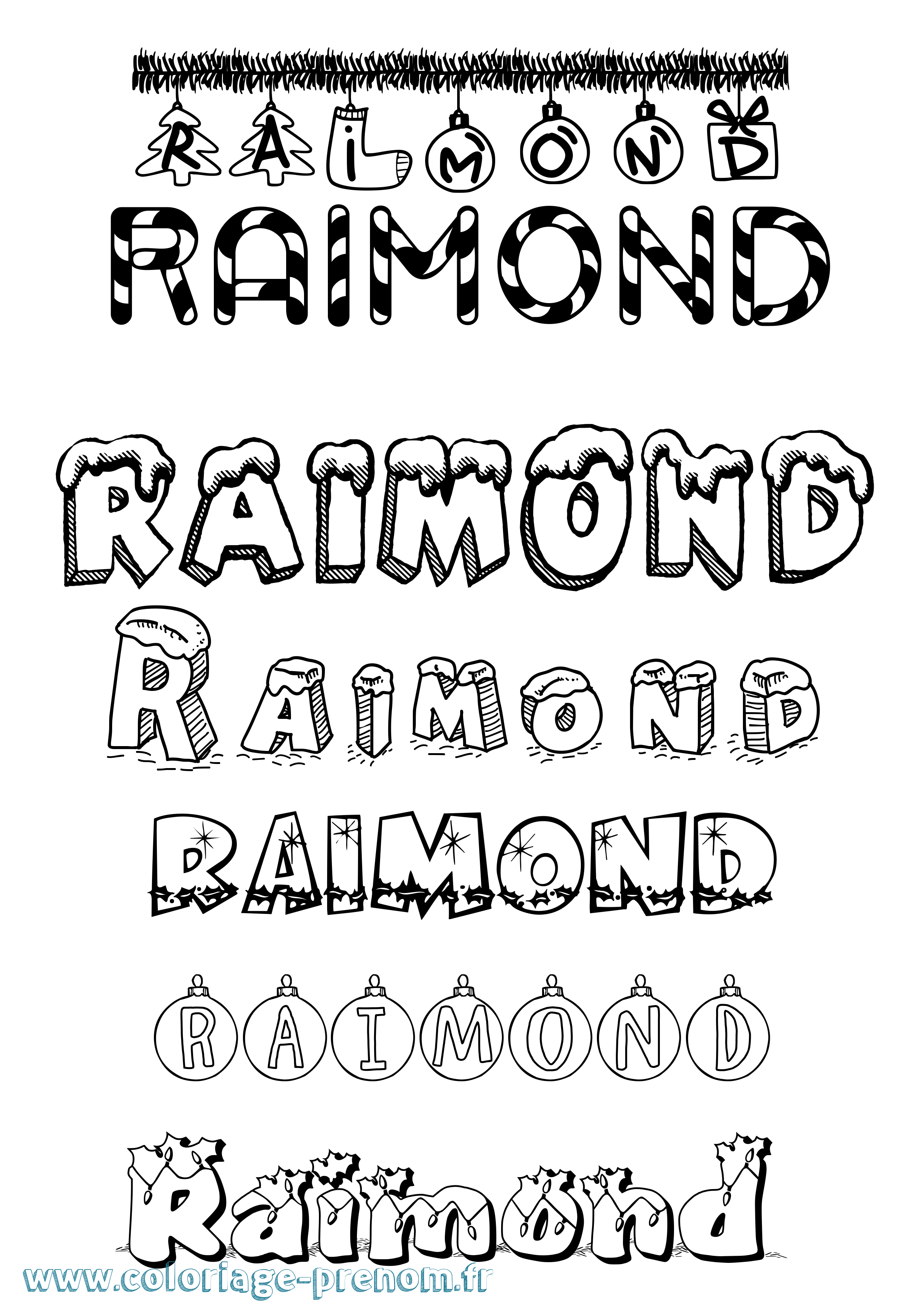 Coloriage prénom Raimond Noël