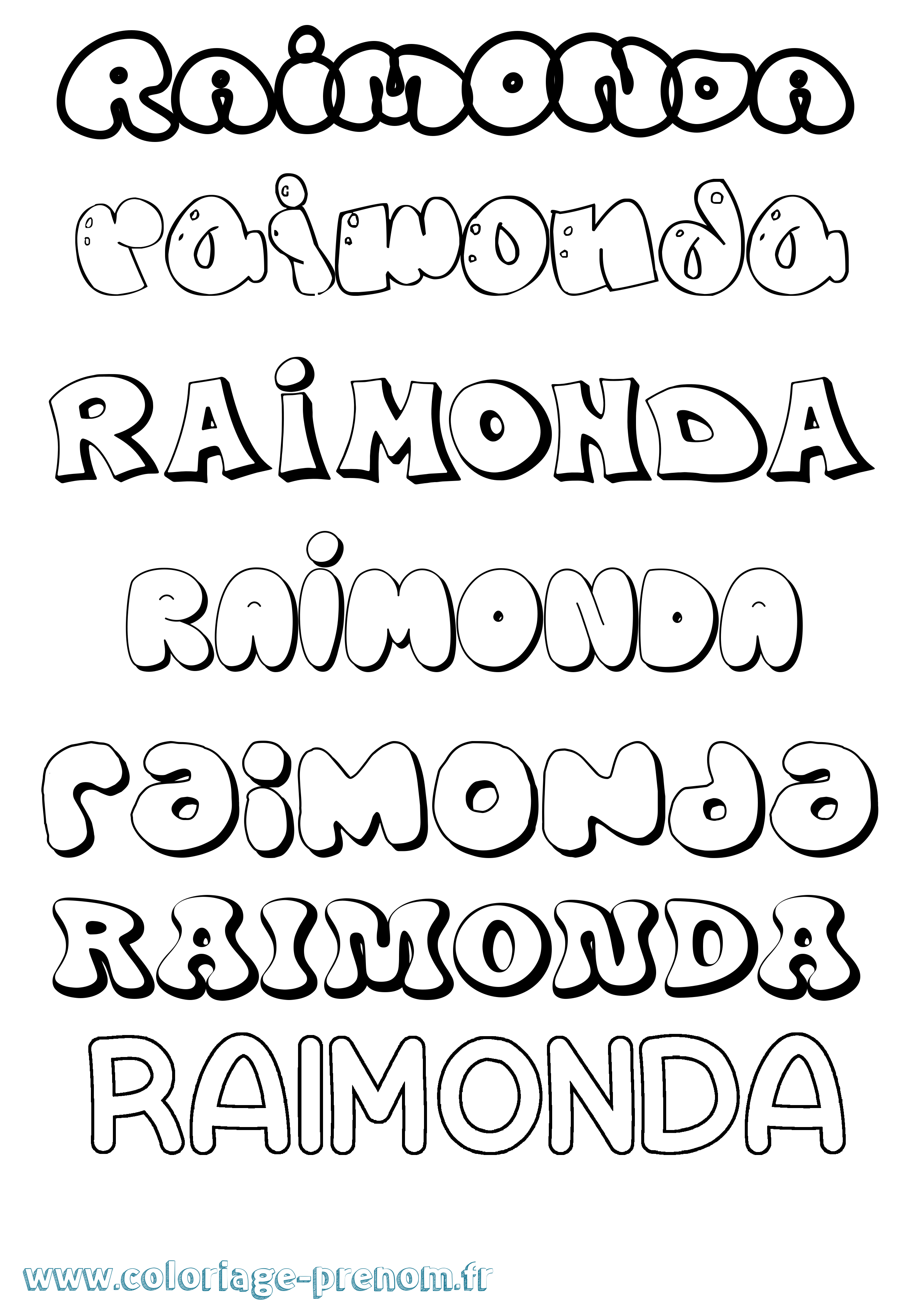 Coloriage Raimonda Bubble Coloriage prénom Raimonda Bubble