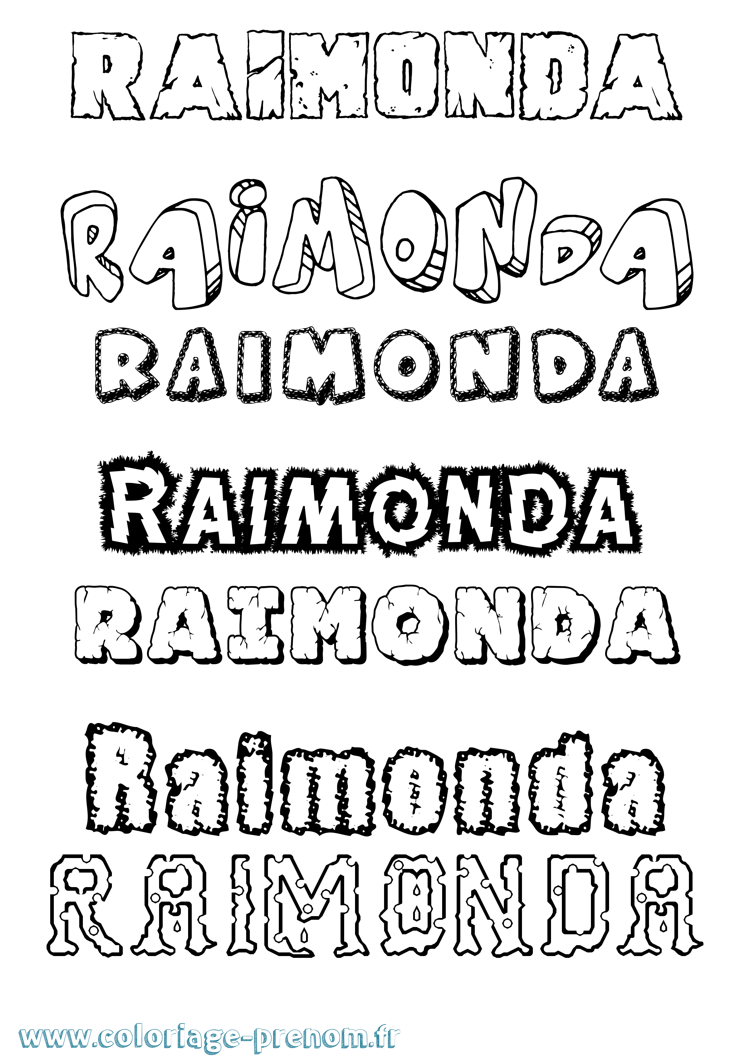 Coloriage Raimonda Destructuré Coloriage prénom Raimonda Destructuré