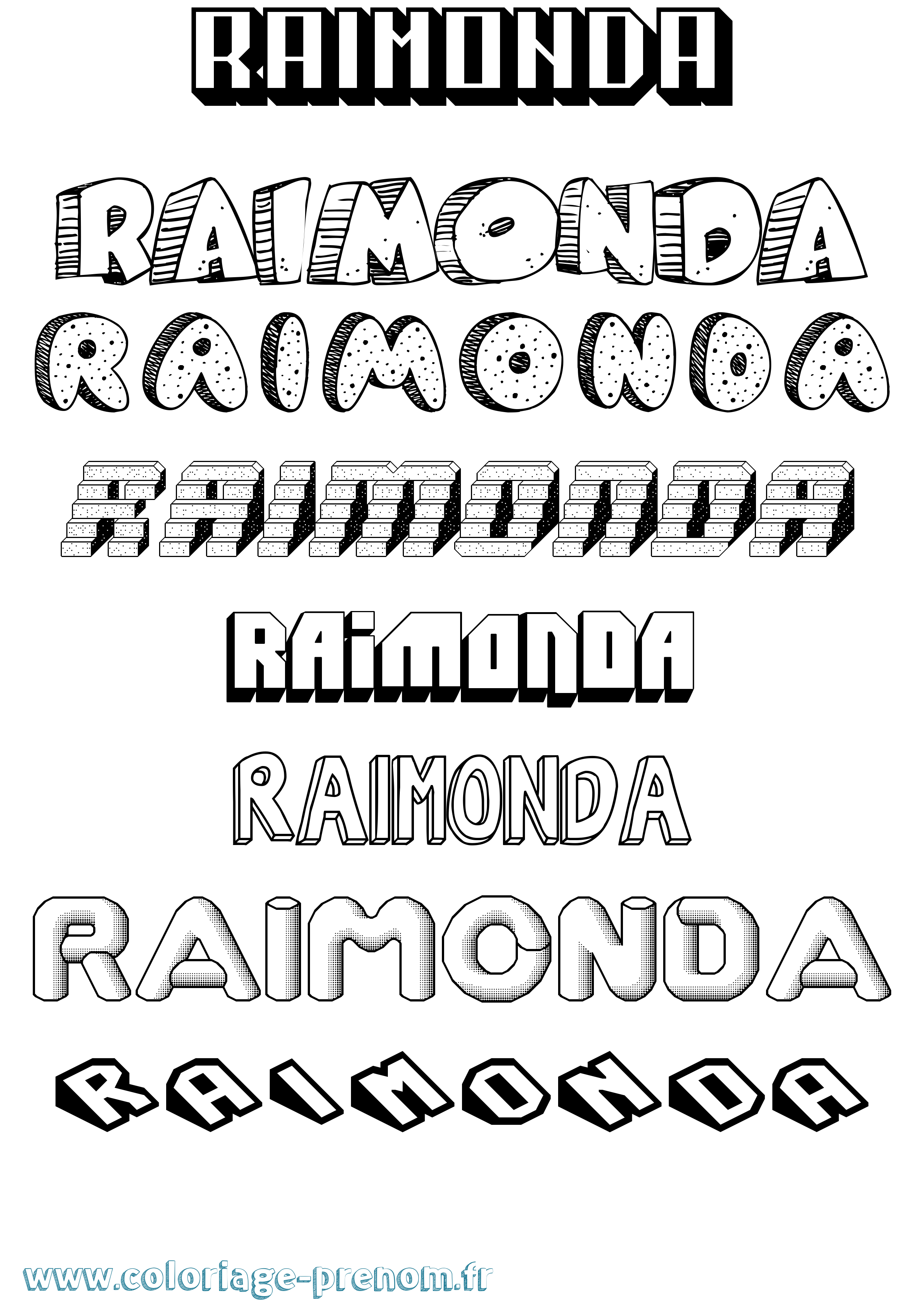 Coloriage Raimonda Effet 3D Coloriage prénom Raimonda Effet 3D