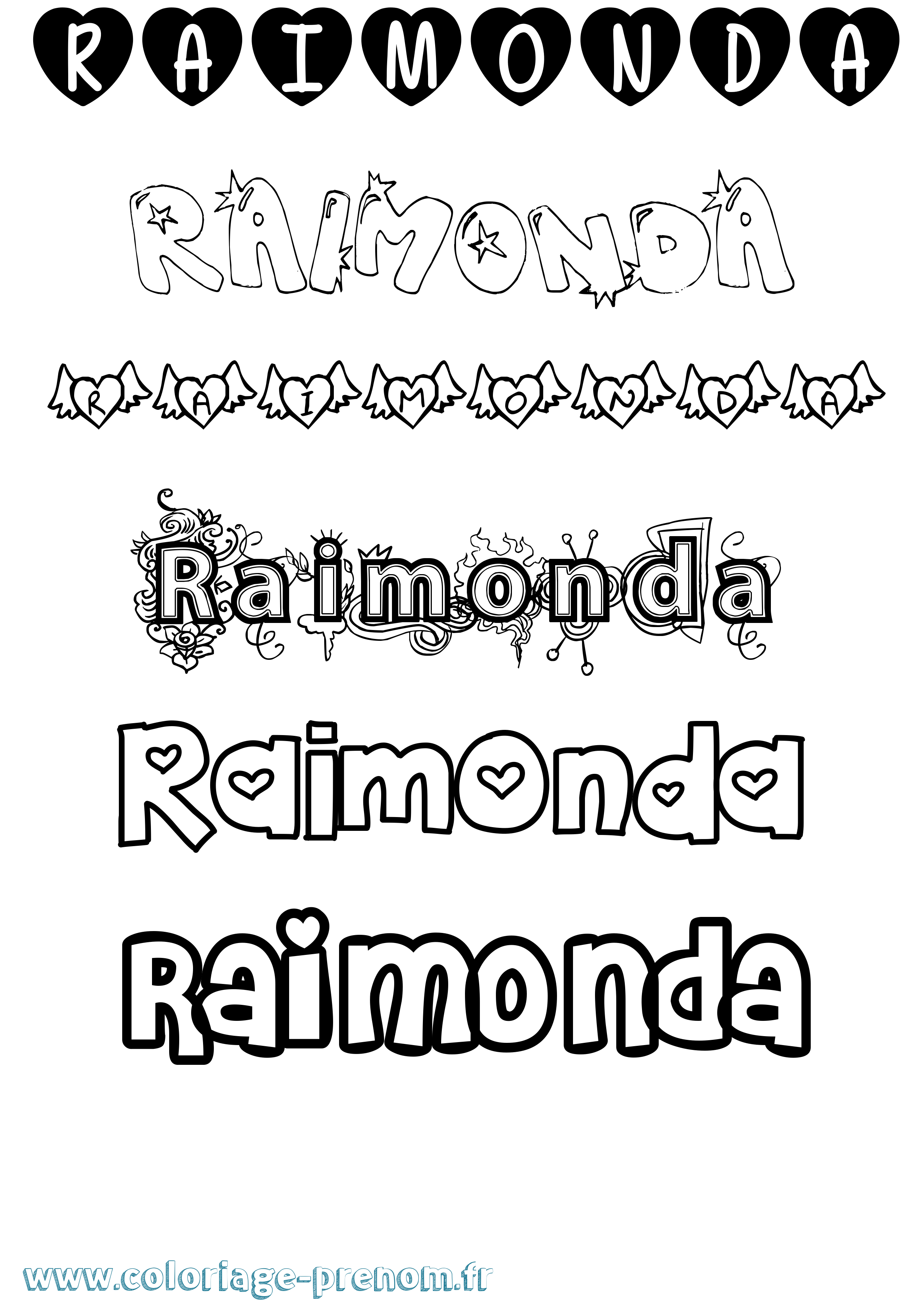 Coloriage Raimonda Girly Coloriage prénom Raimonda Girly