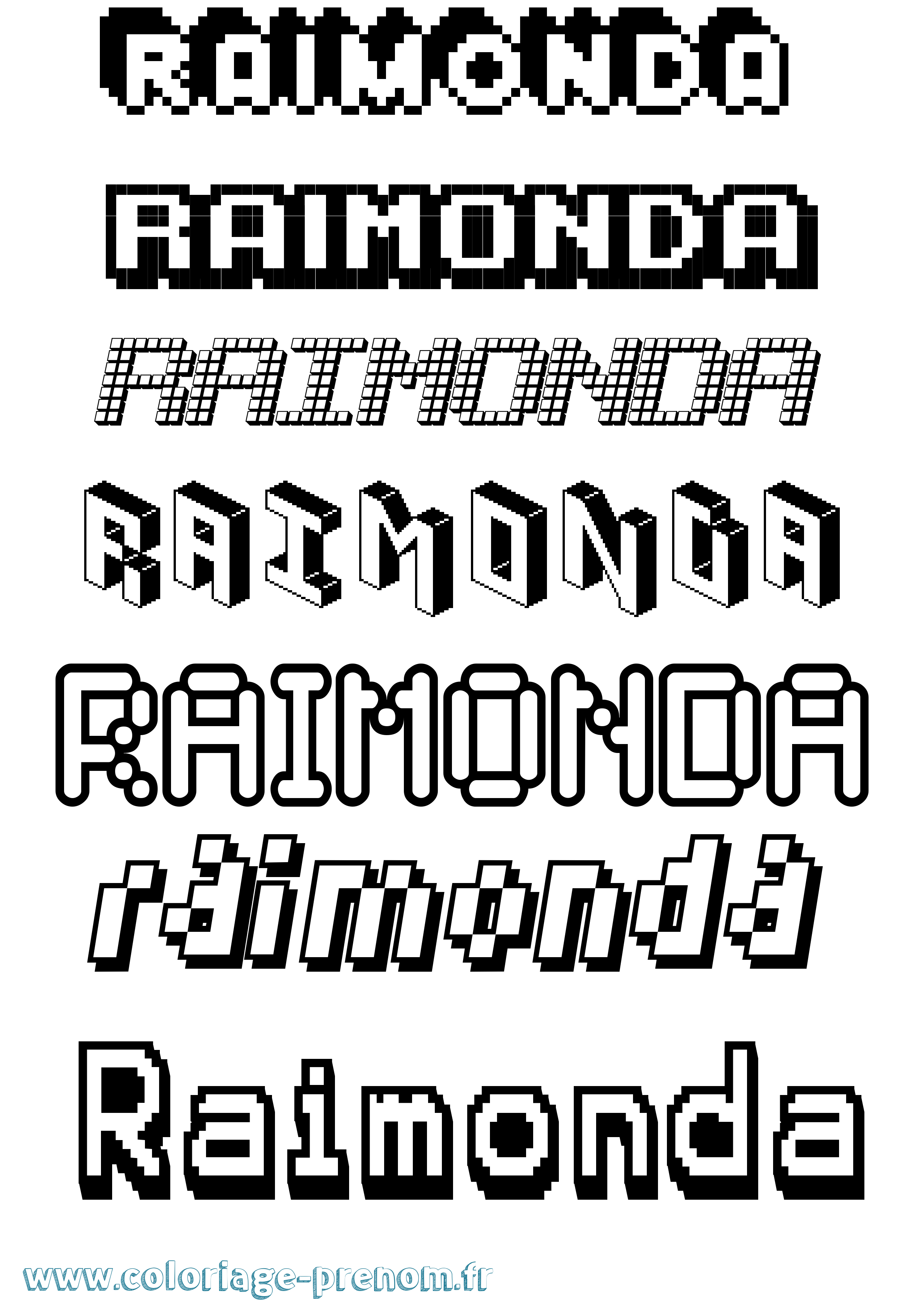 Coloriage Raimonda Pixel Coloriage prénom Raimonda Pixel