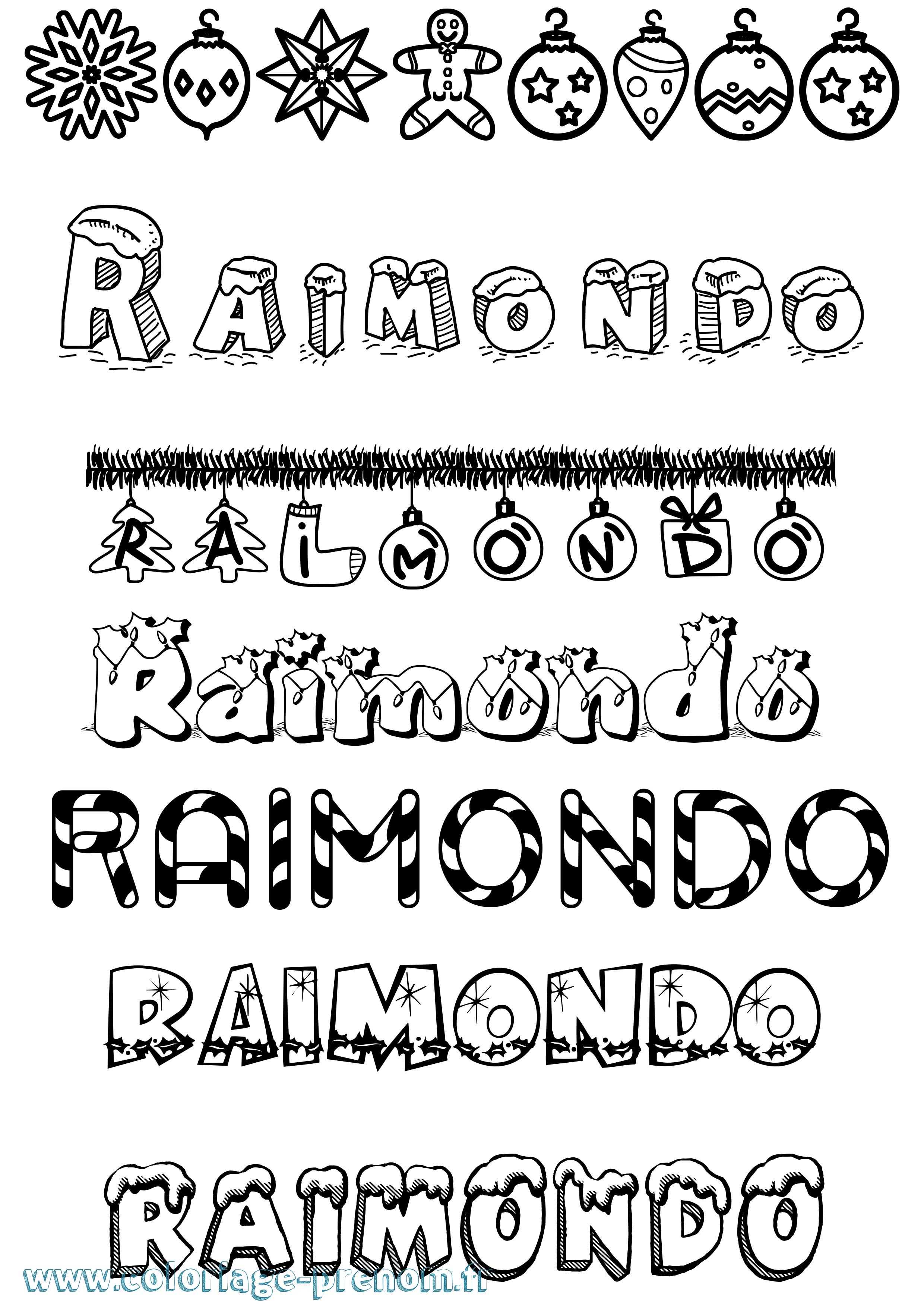Coloriage prénom Raimondo Noël