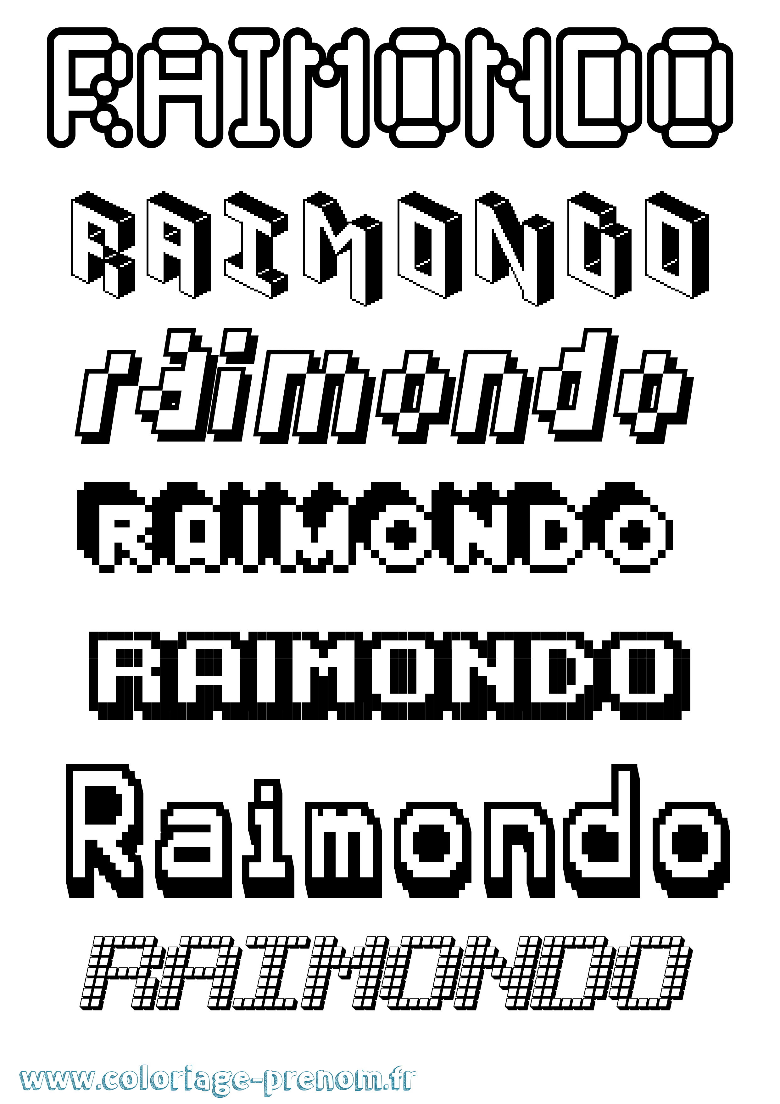 Coloriage prénom Raimondo Pixel