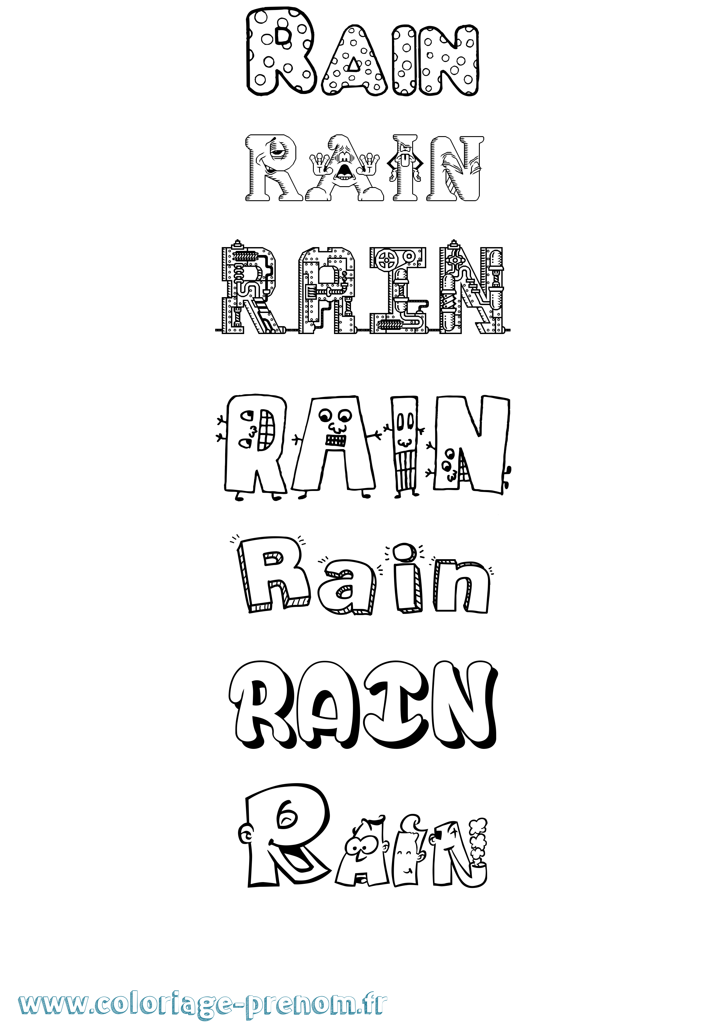 Coloriage prénom Rain Fun
