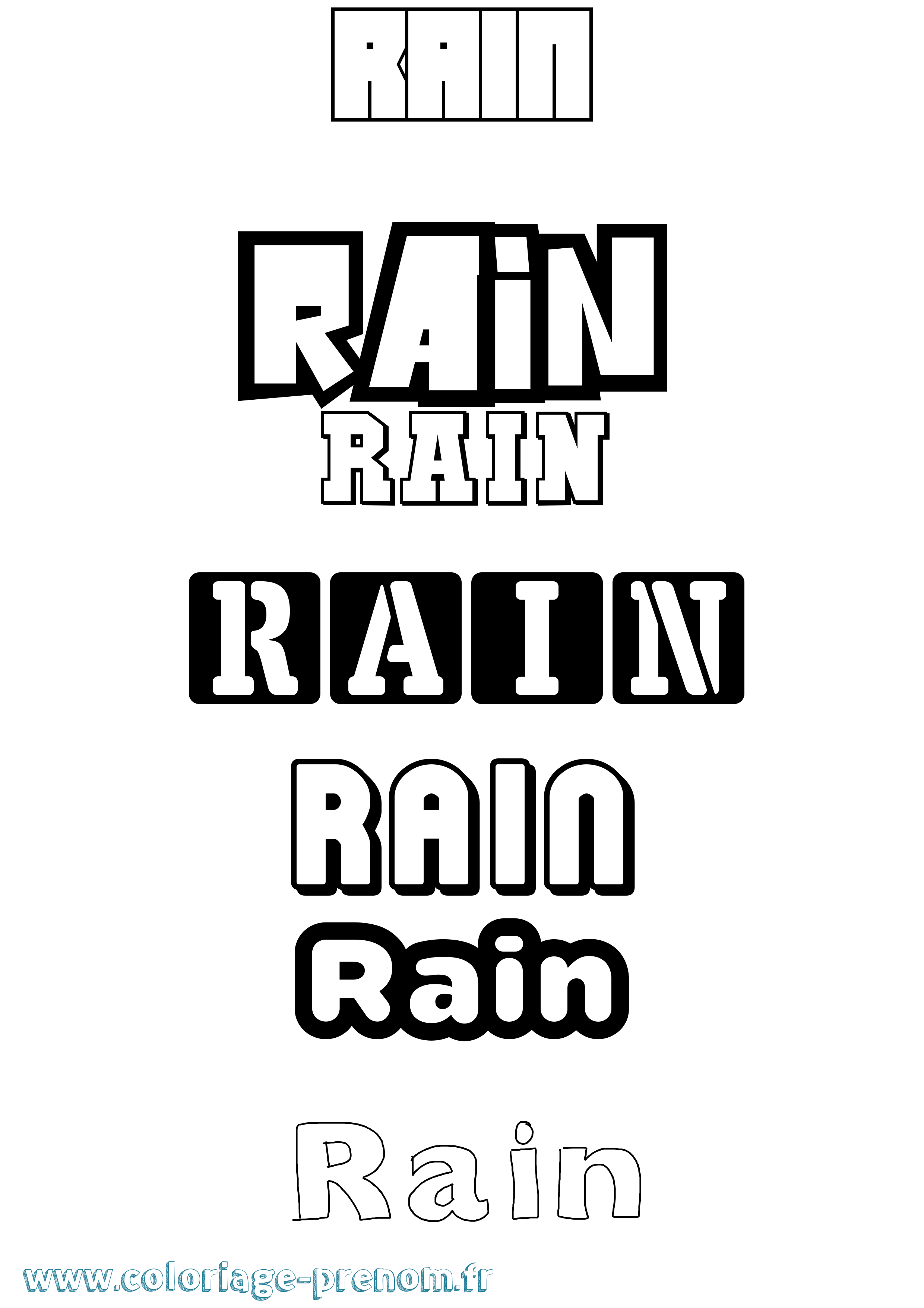 Coloriage prénom Rain Simple