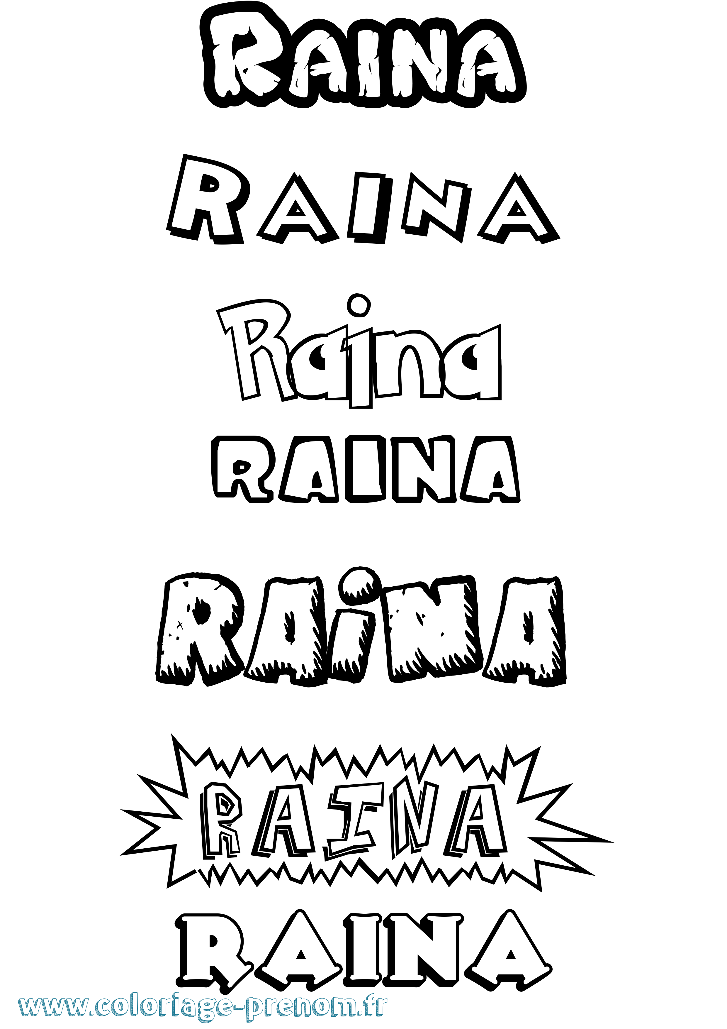 Coloriage prénom Raina Dessin Animé