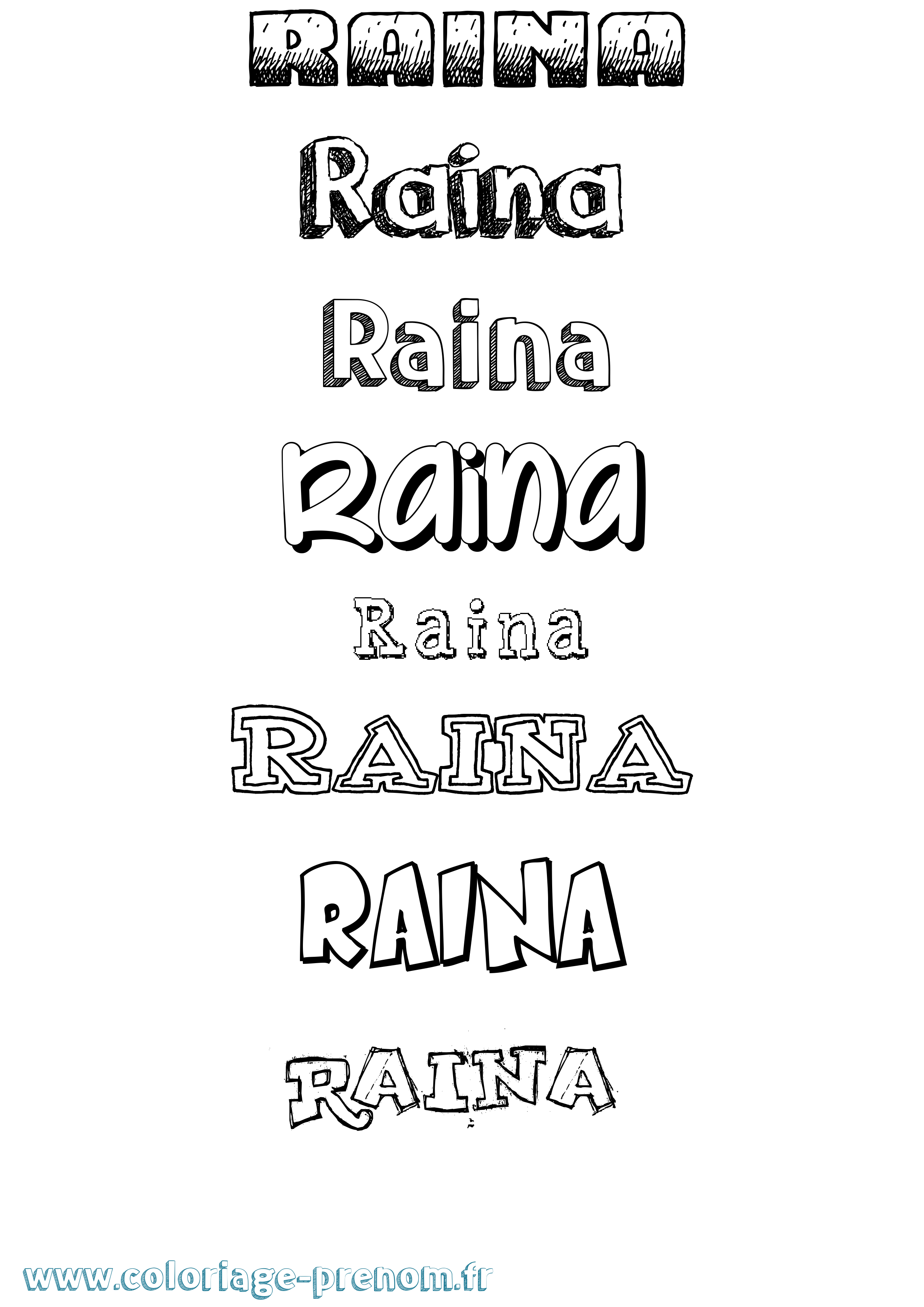 Coloriage Raina Dessiné Coloriage prénom Raina Dessiné