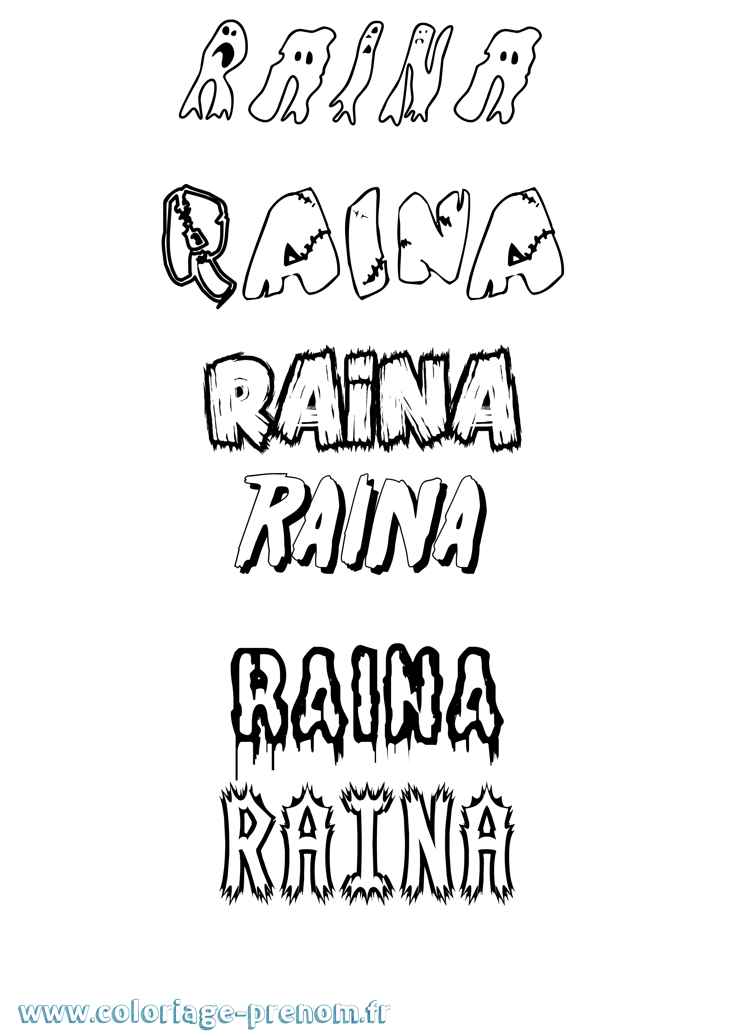 Coloriage Raina Frisson Coloriage prénom Raina Frisson