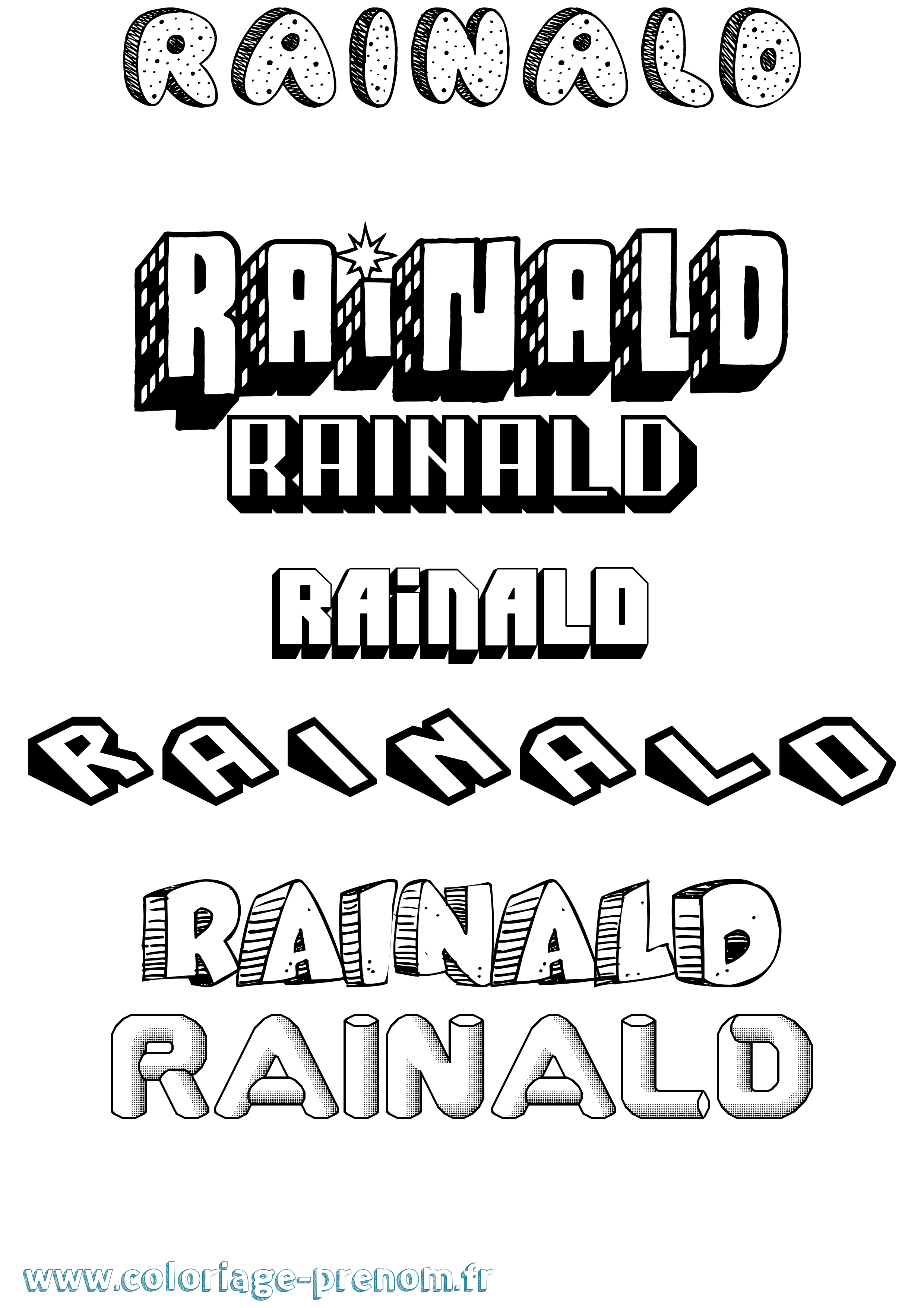 Coloriage prénom Rainald Effet 3D