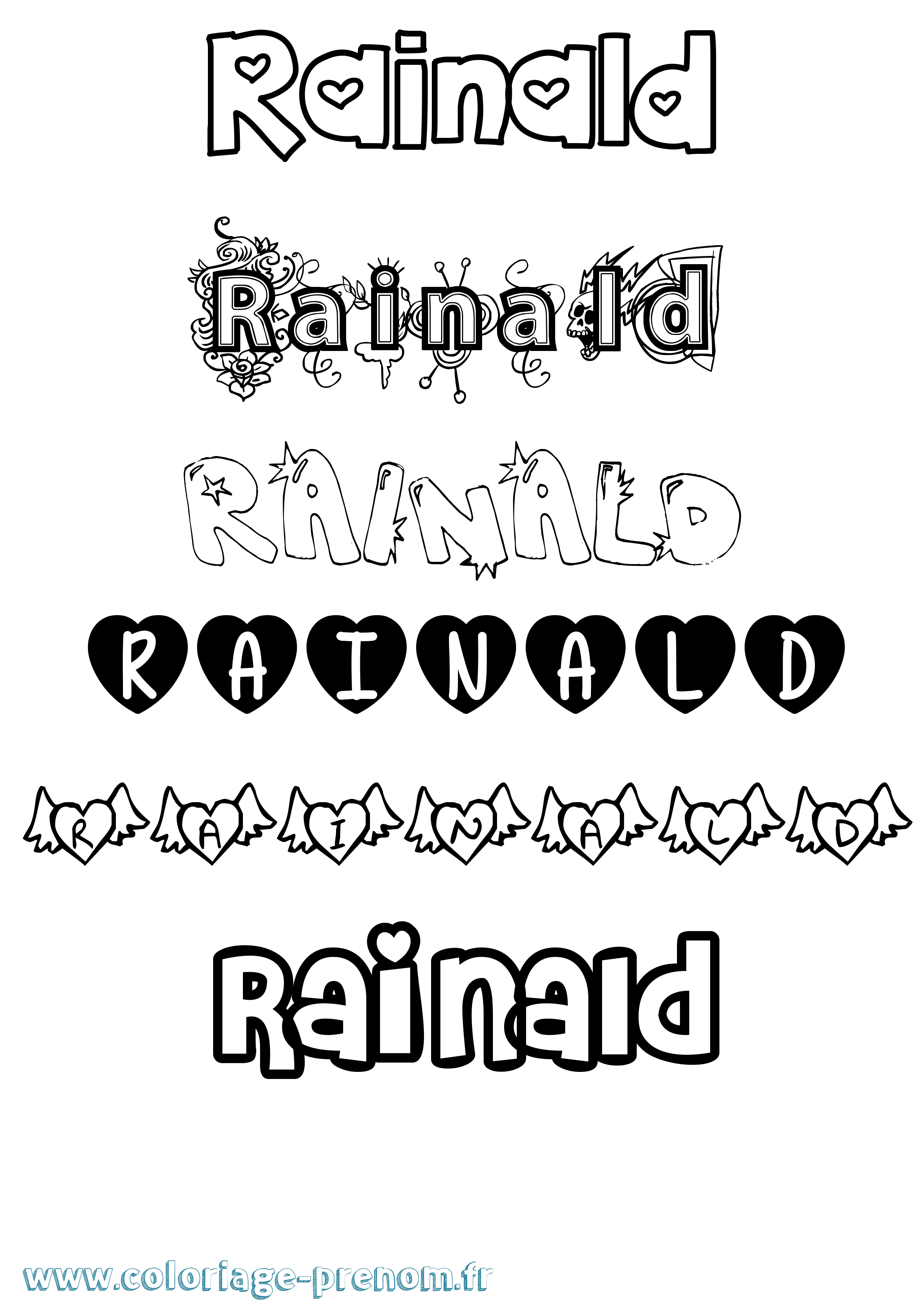 Coloriage prénom Rainald Girly