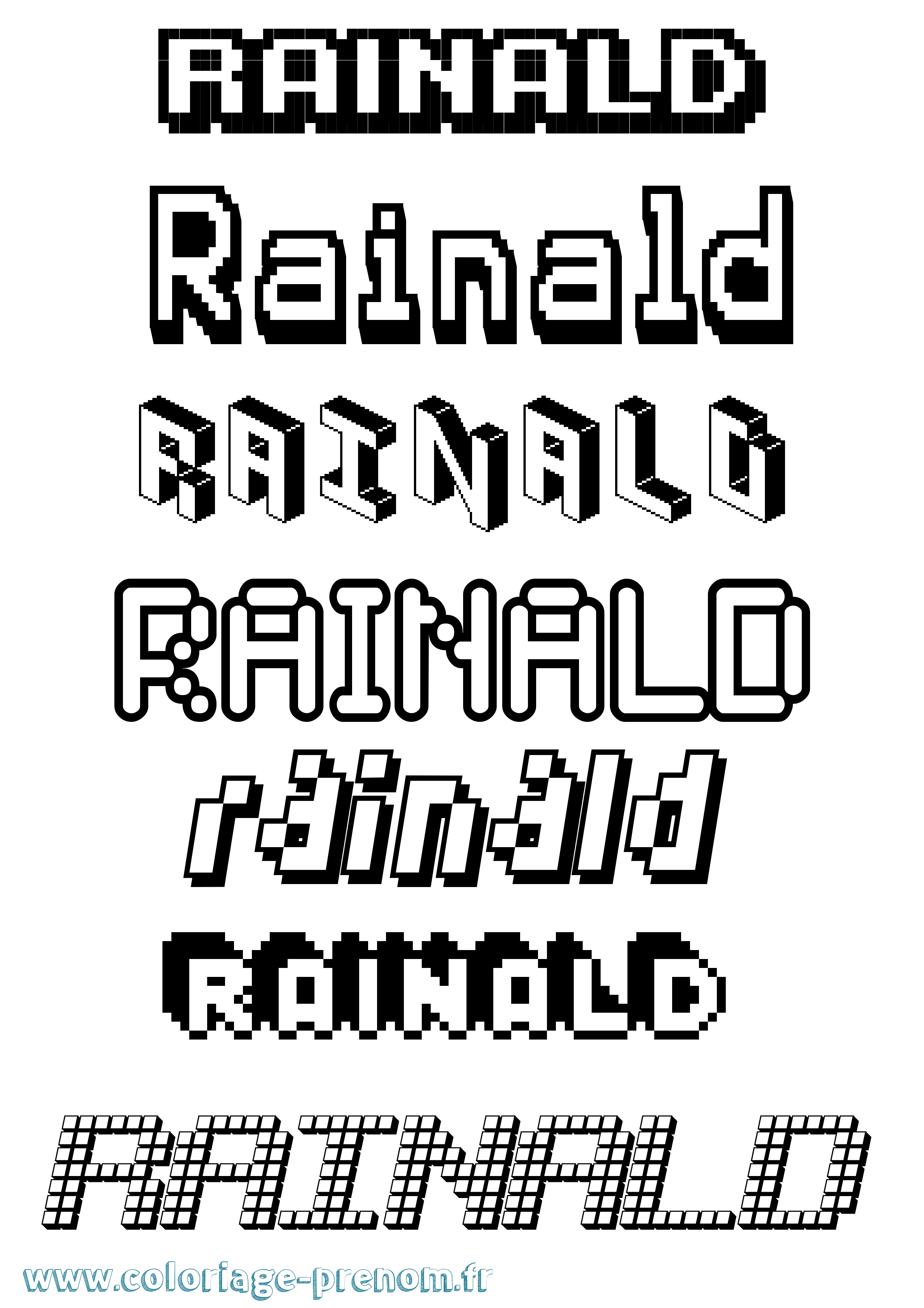 Coloriage prénom Rainald Pixel