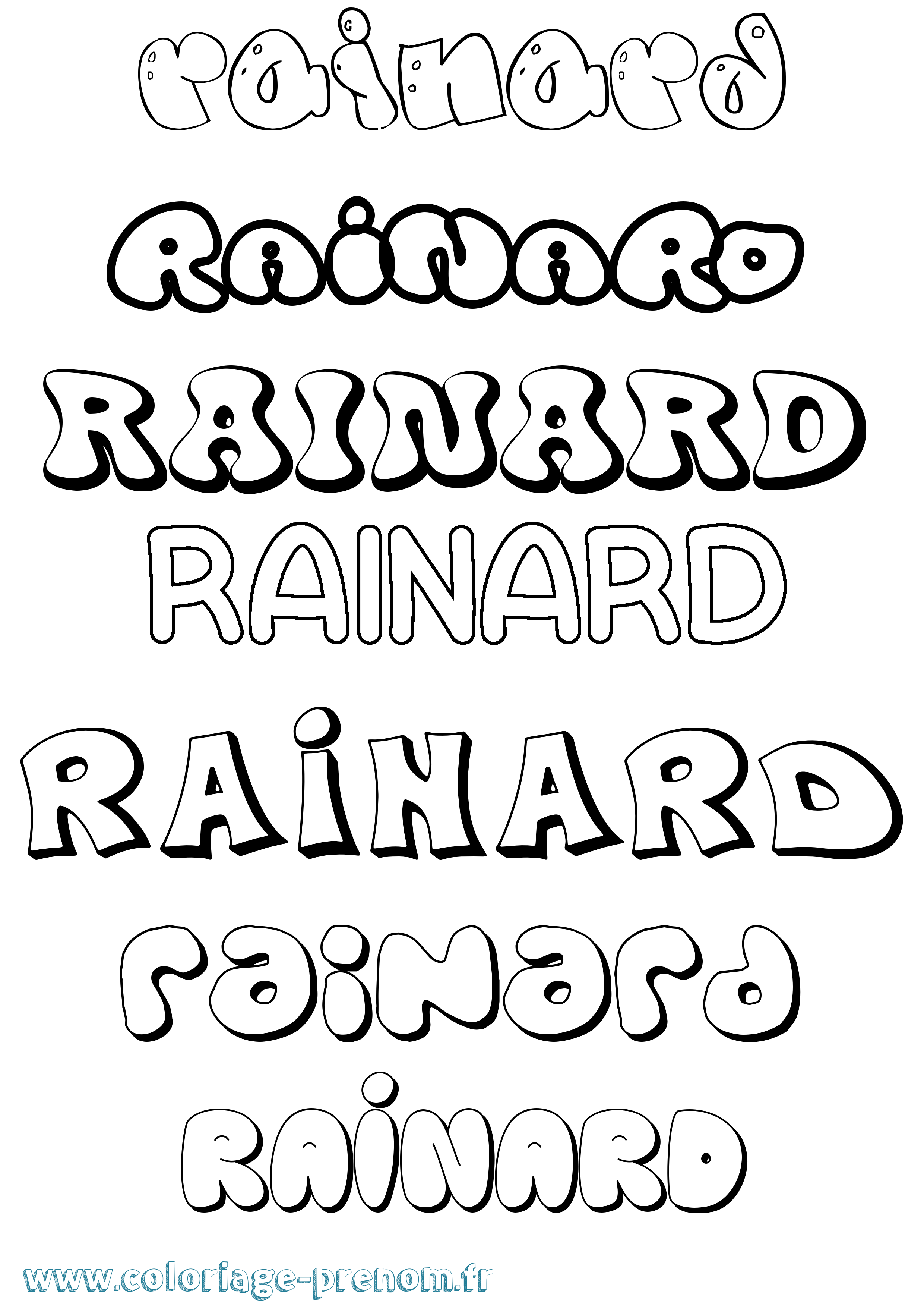Coloriage prénom Rainard Bubble