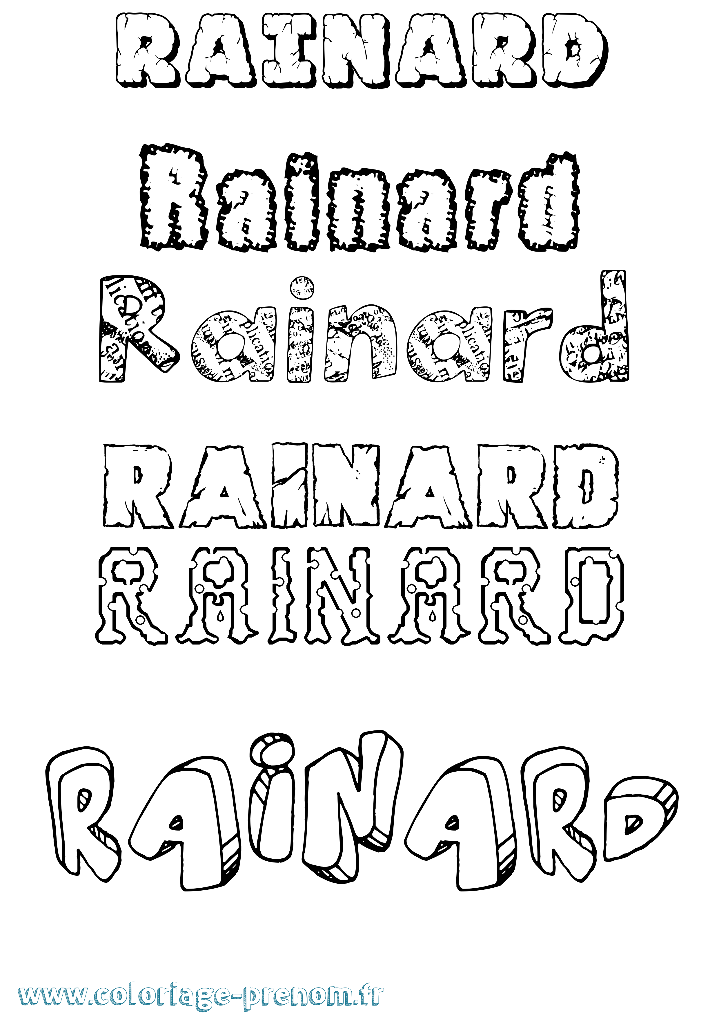 Coloriage prénom Rainard Destructuré