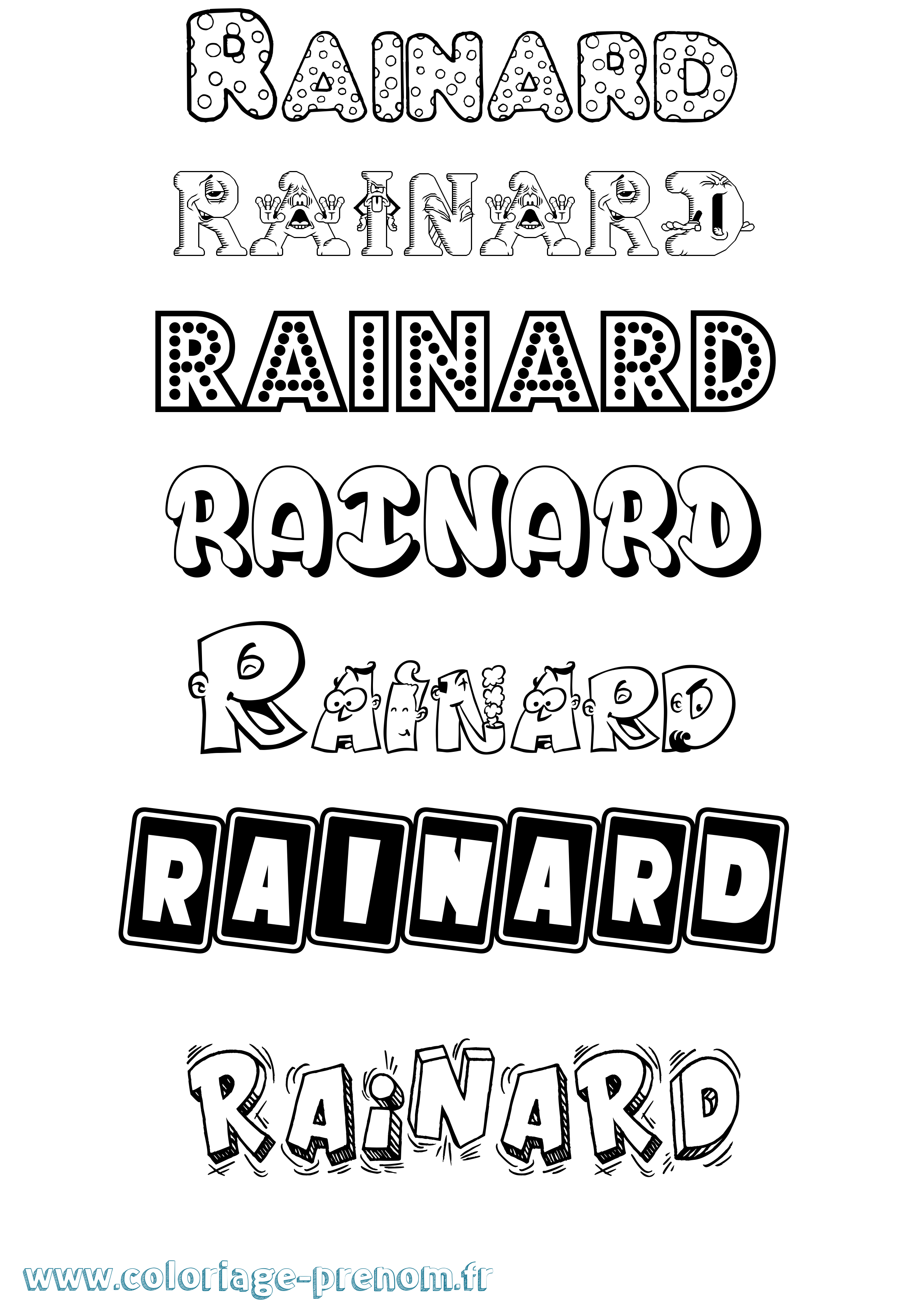 Coloriage prénom Rainard Fun