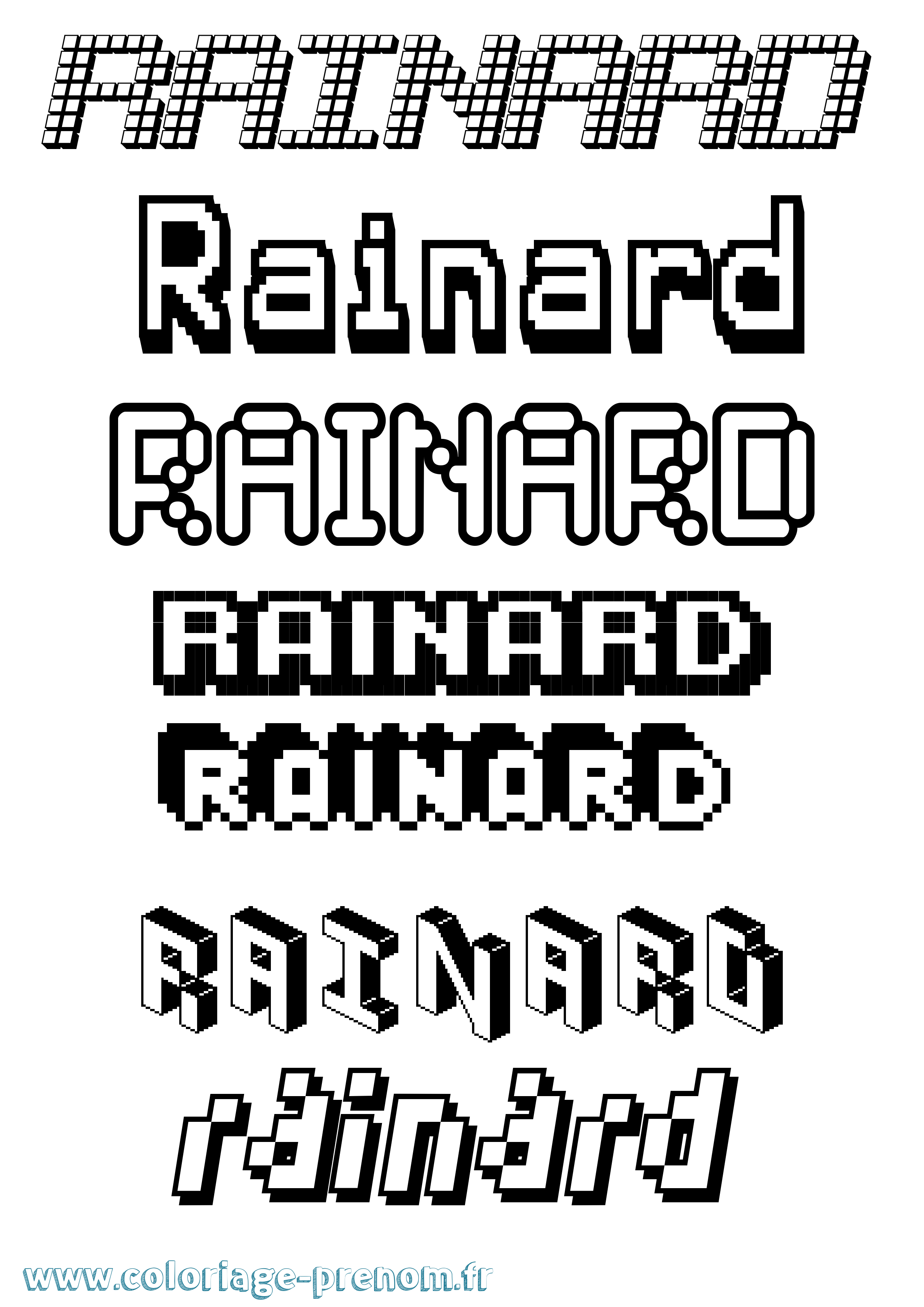 Coloriage prénom Rainard Pixel