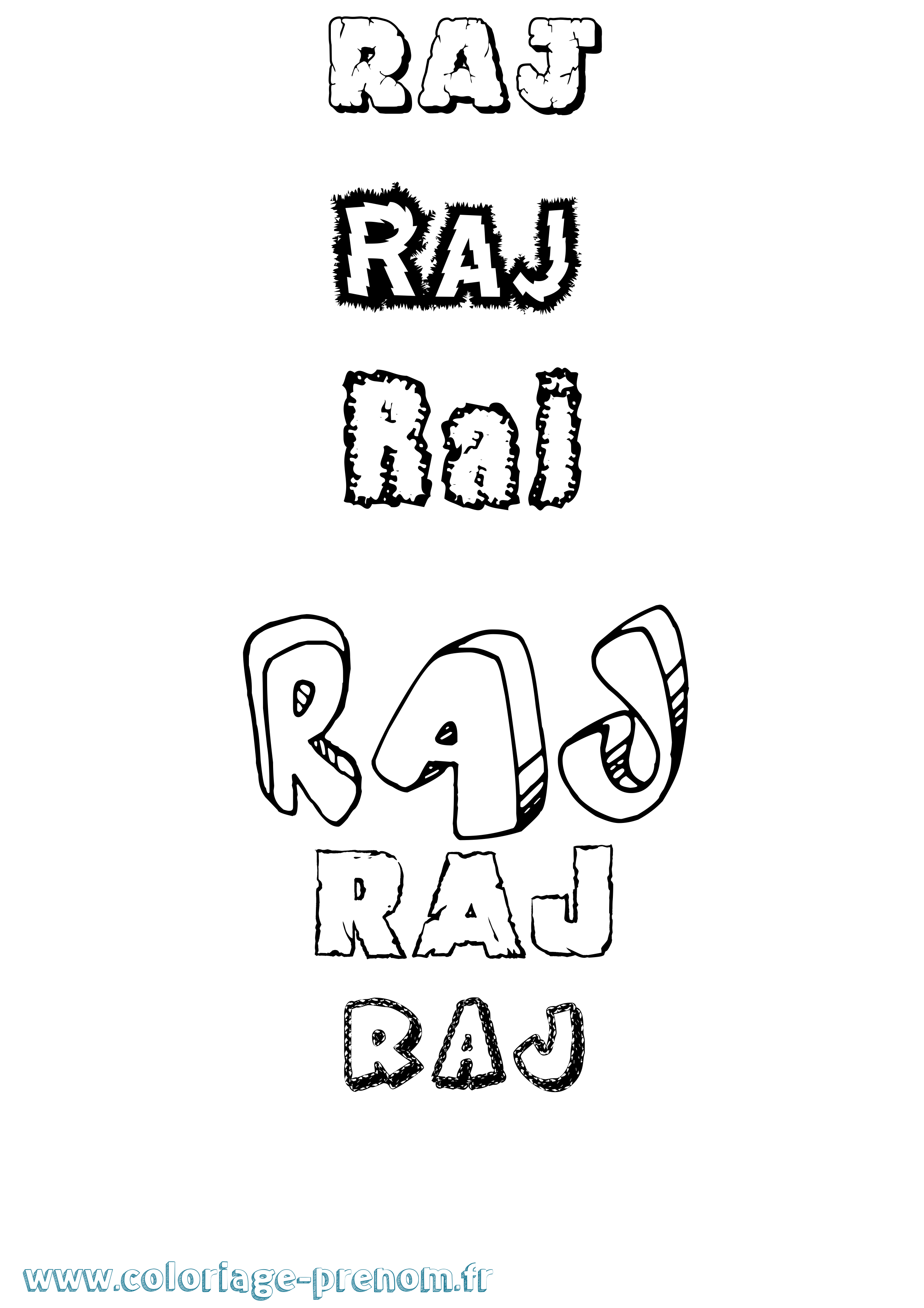 Coloriage prénom Raj Destructuré