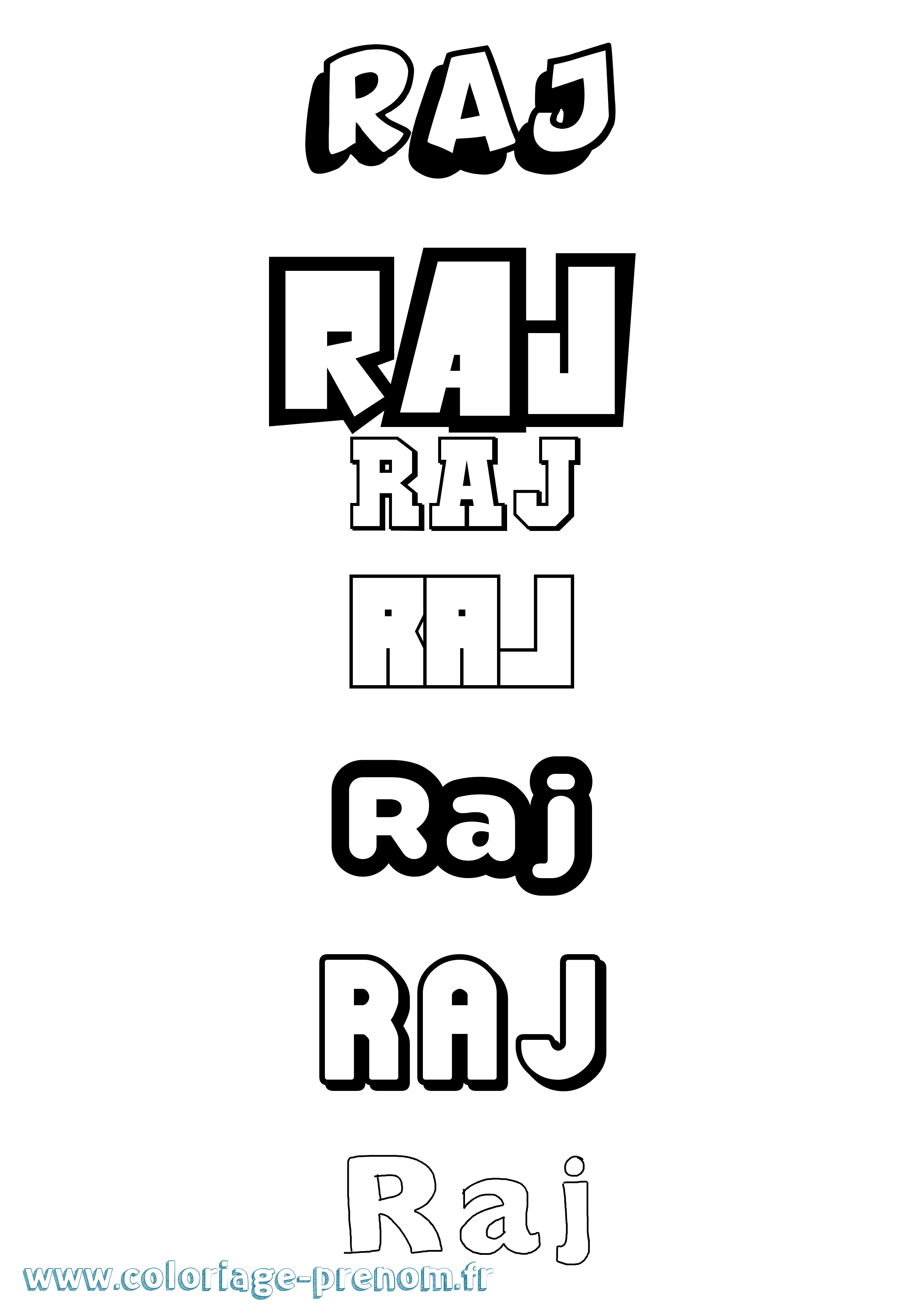 Coloriage prénom Raj Simple