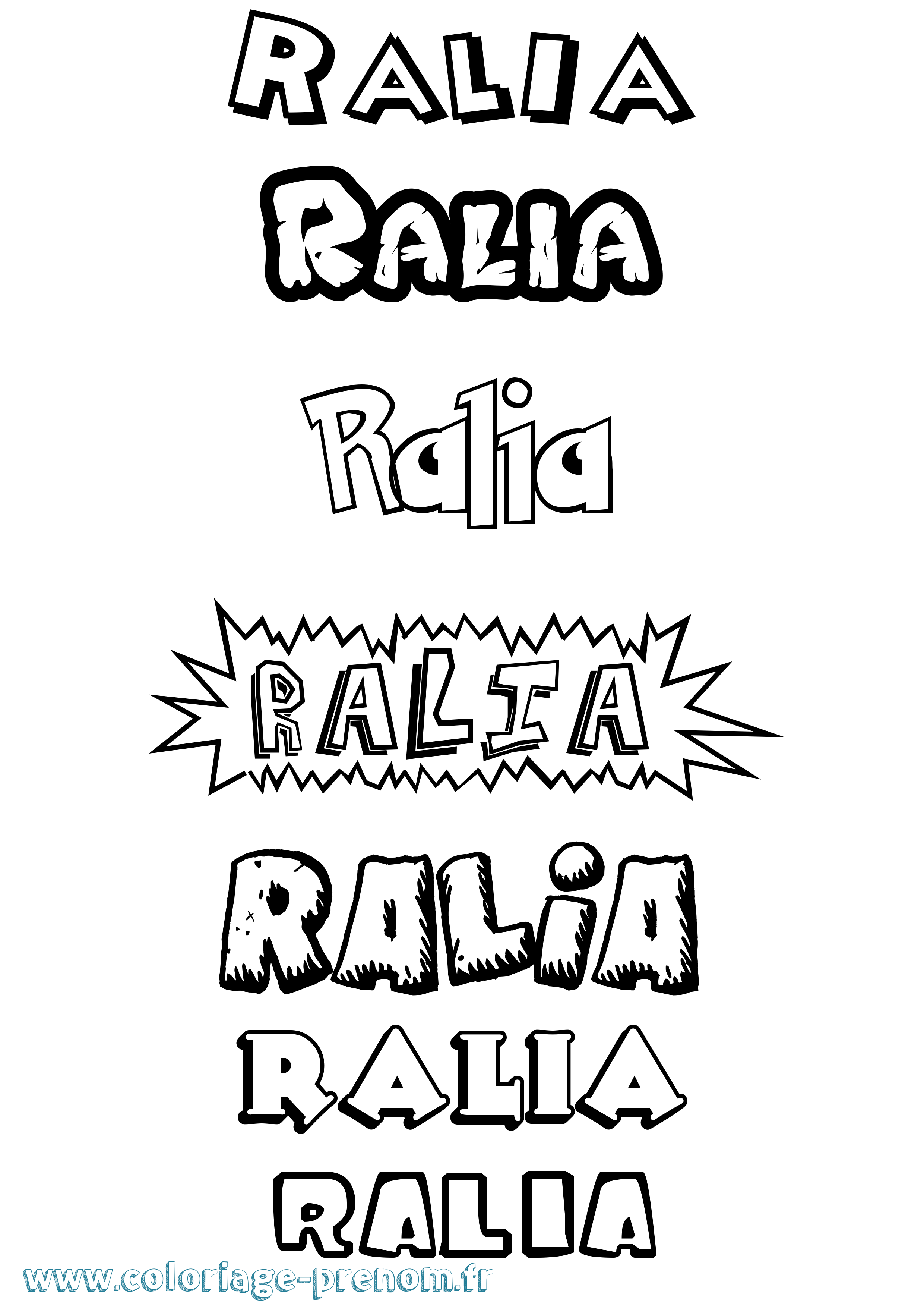 Coloriage prénom Ralia Dessin Animé