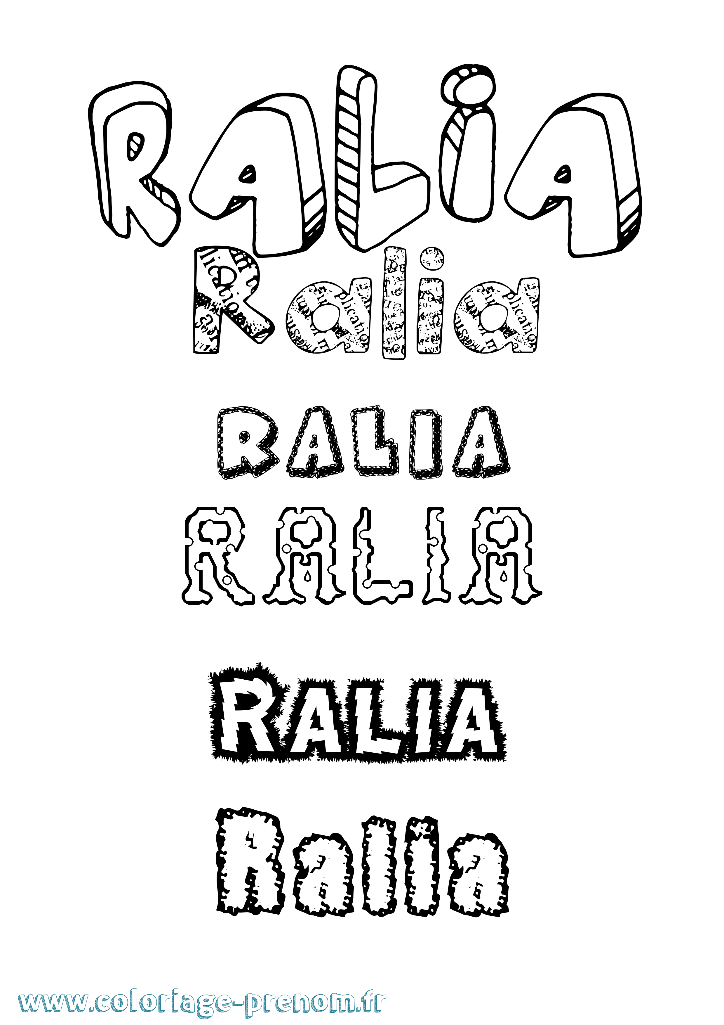Coloriage prénom Ralia Destructuré