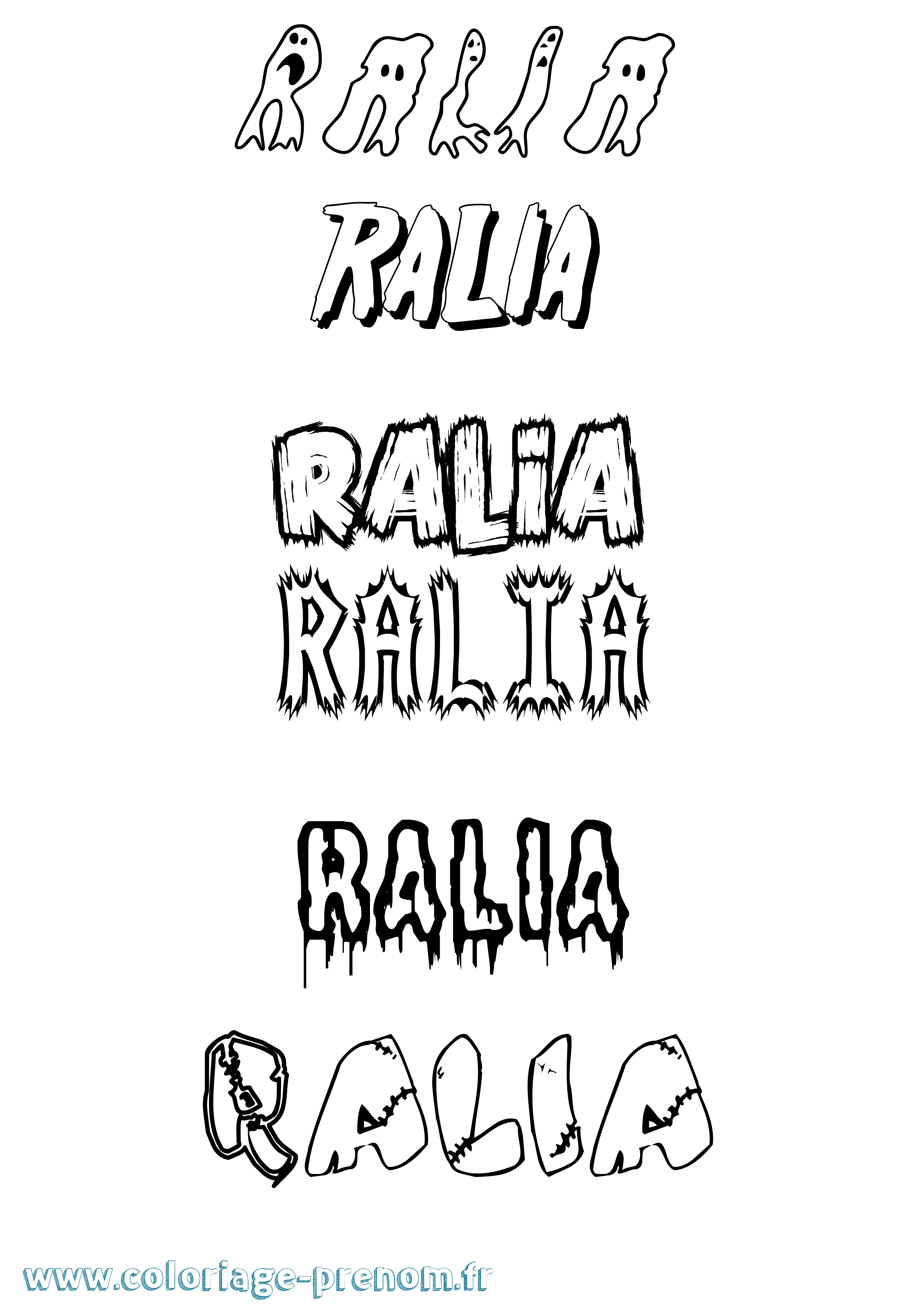 Coloriage prénom Ralia Frisson