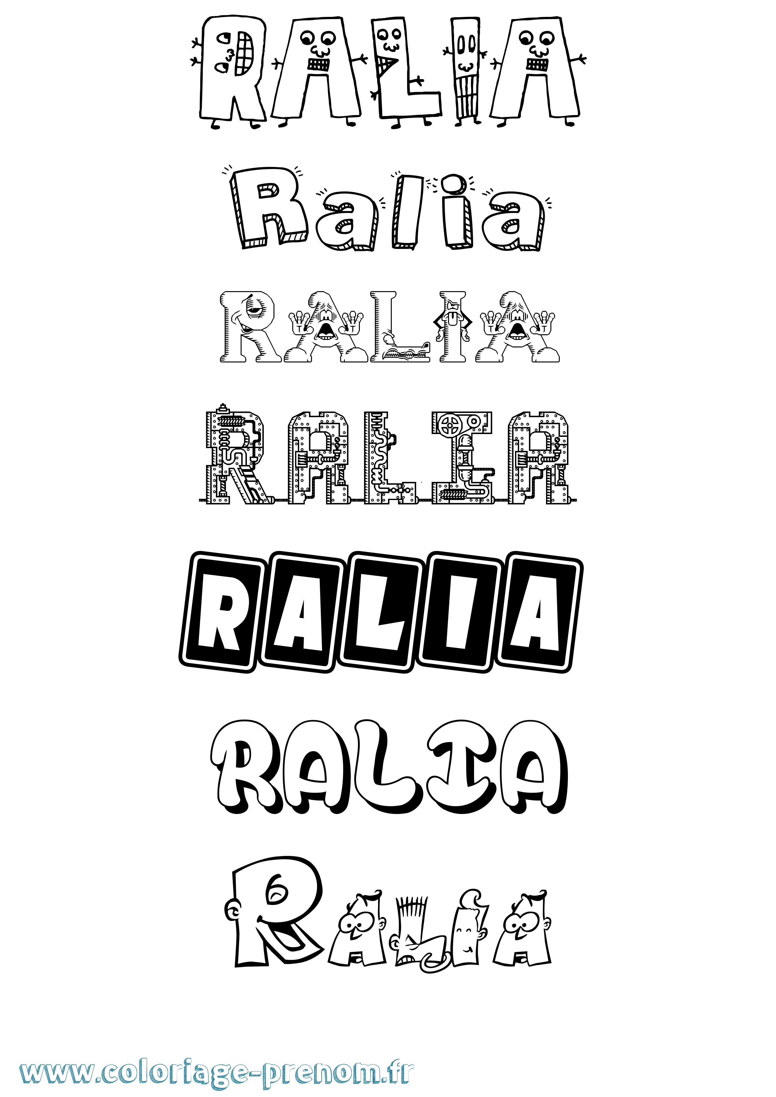 Coloriage prénom Ralia Fun