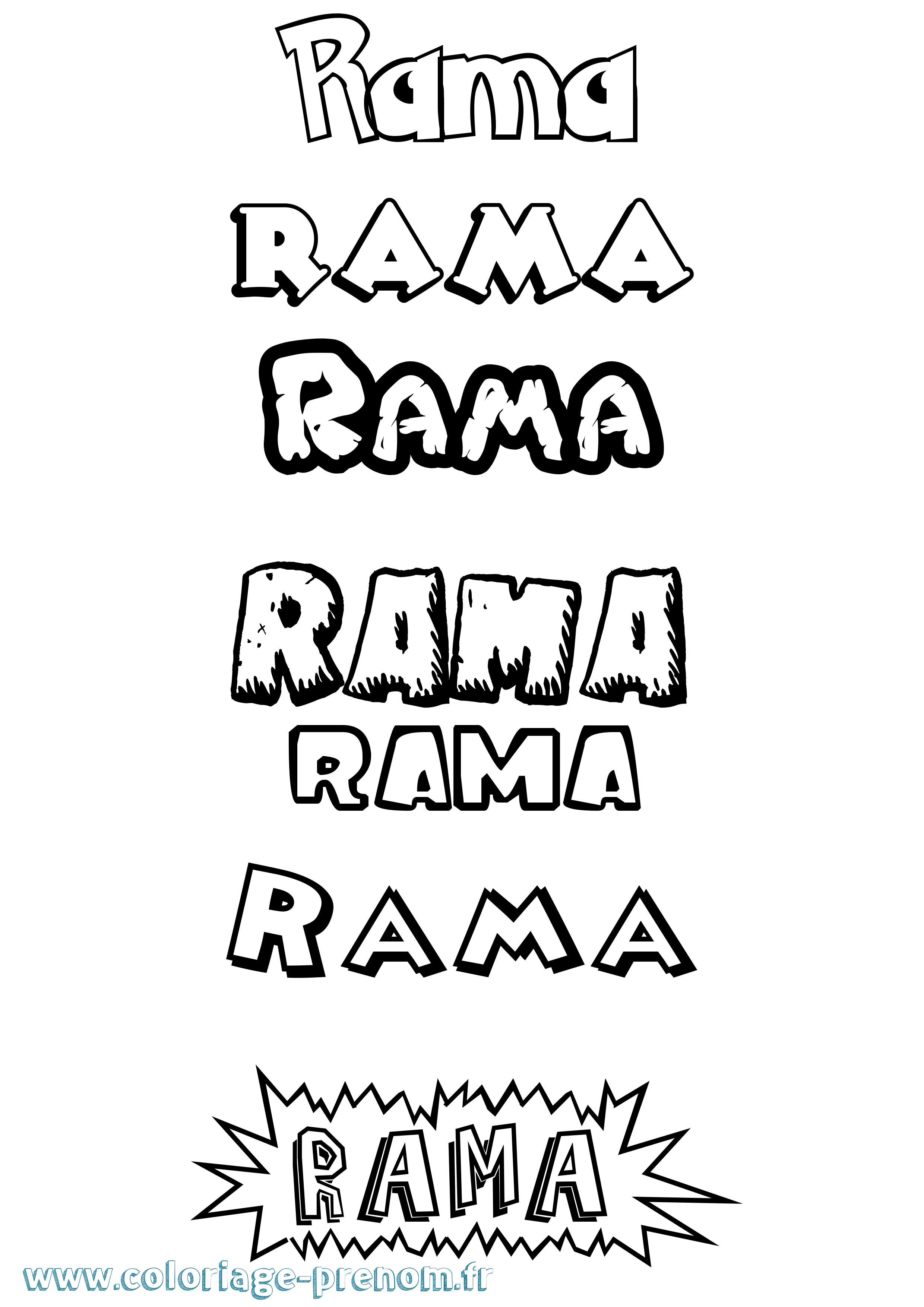 Coloriage prénom Rama Dessin Animé