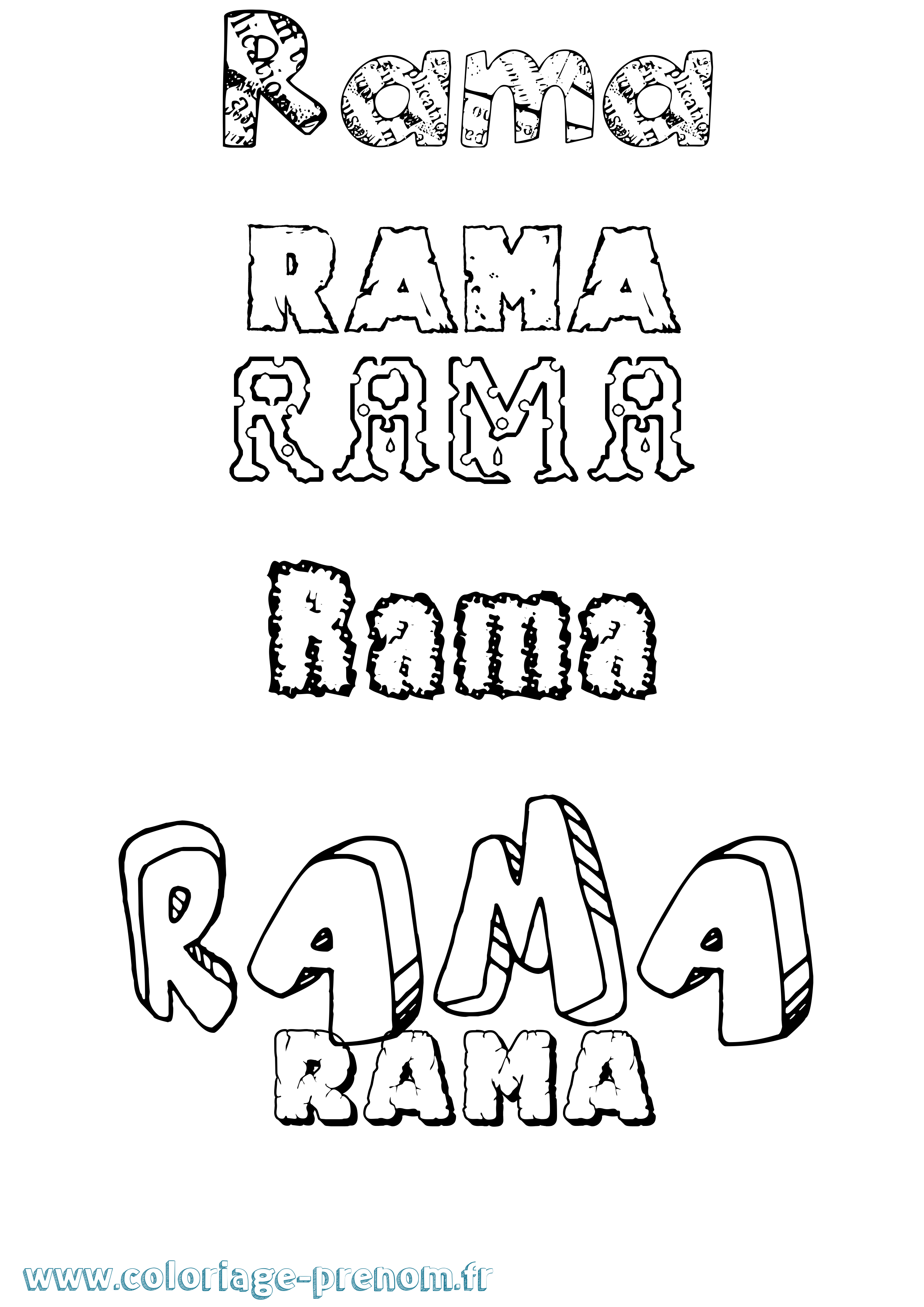 Coloriage prénom Rama Destructuré