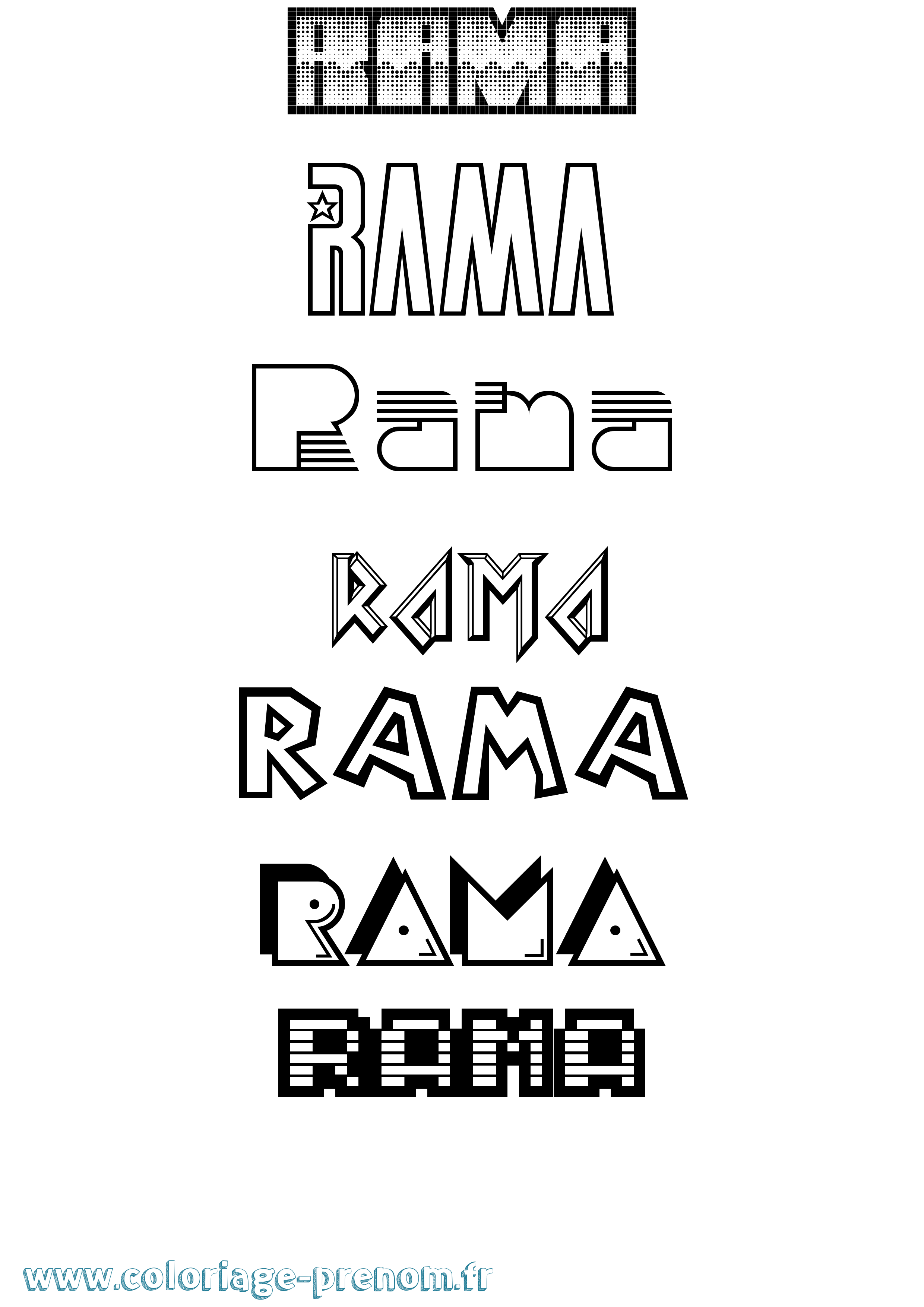 Coloriage prénom Rama Jeux Vidéos