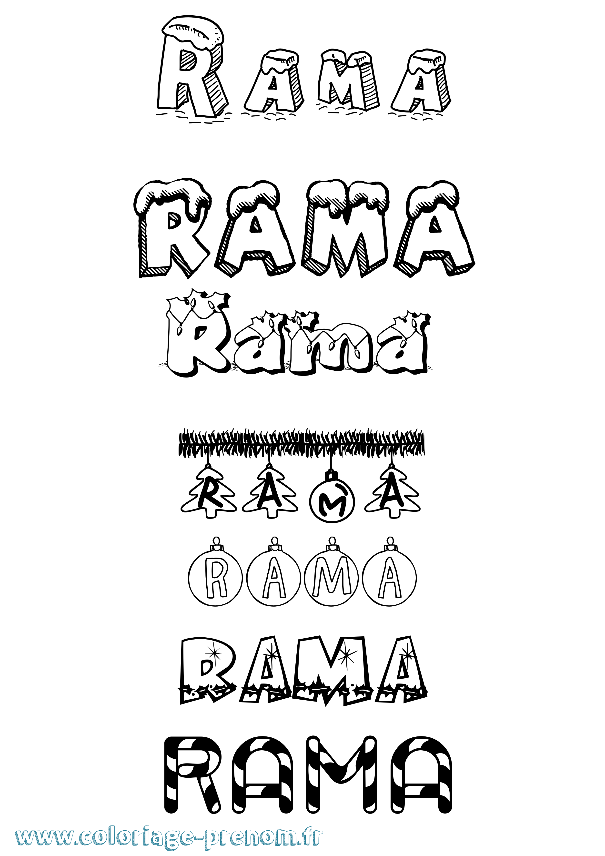 Coloriage prénom Rama Noël