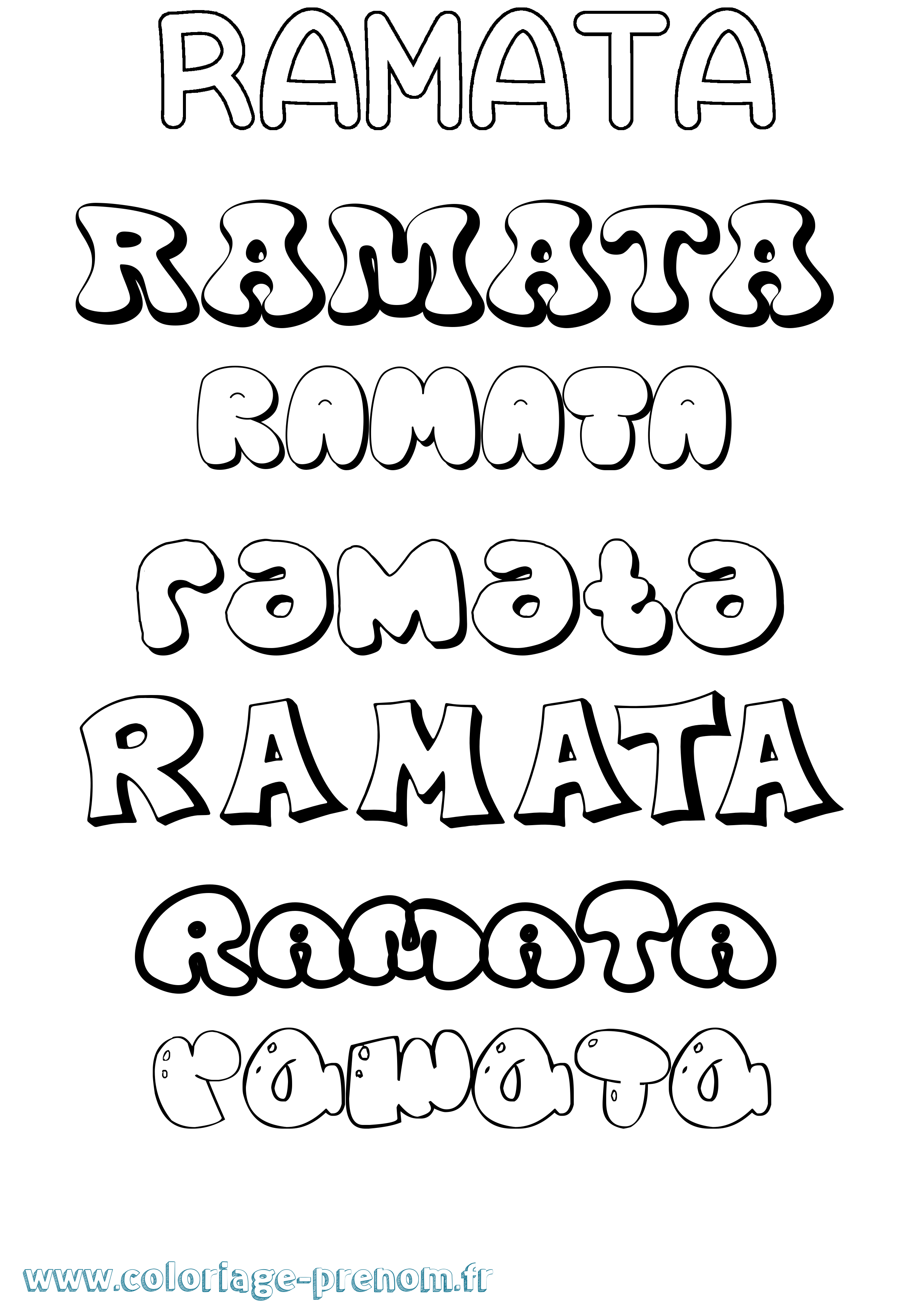 Coloriage prénom Ramata Bubble