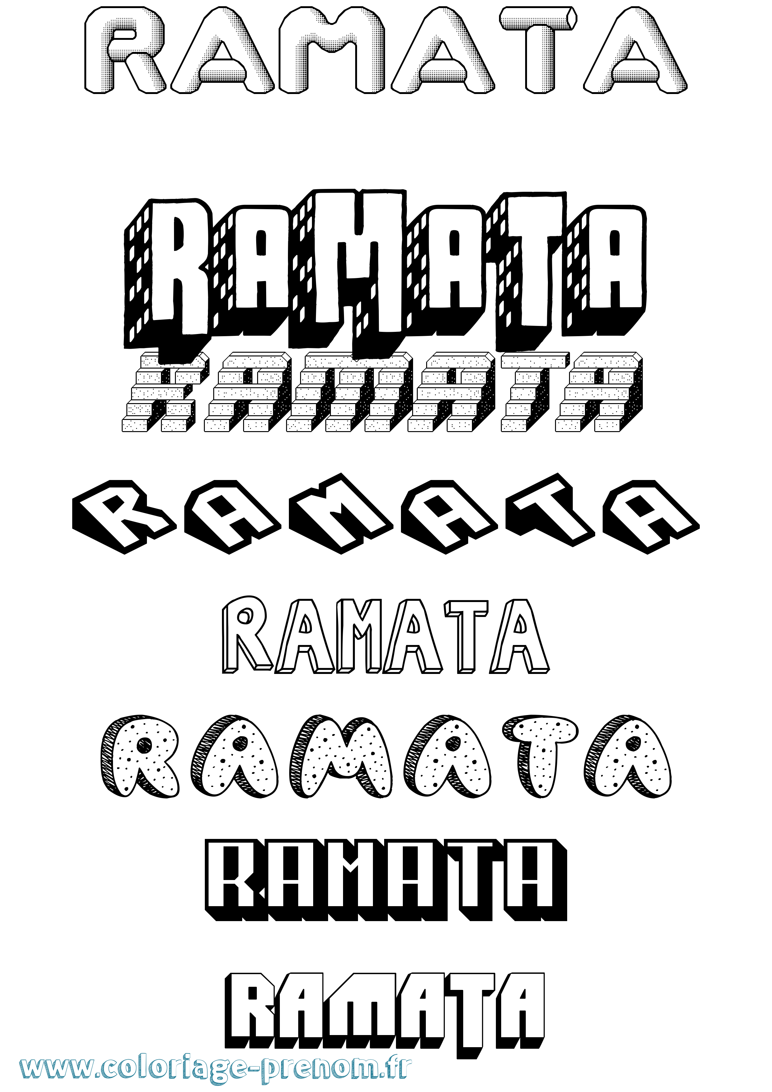Coloriage prénom Ramata Effet 3D
