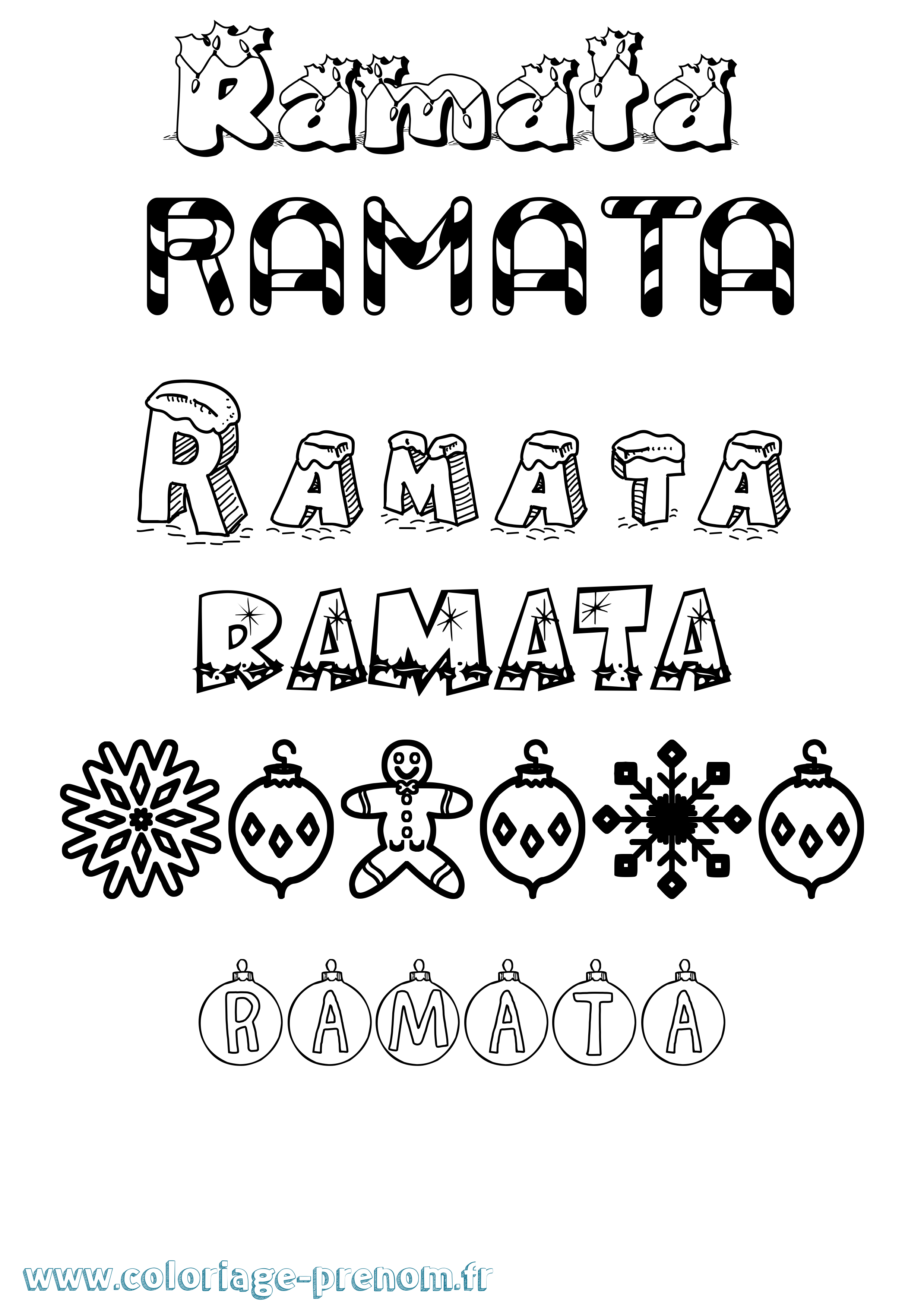 Coloriage prénom Ramata Noël