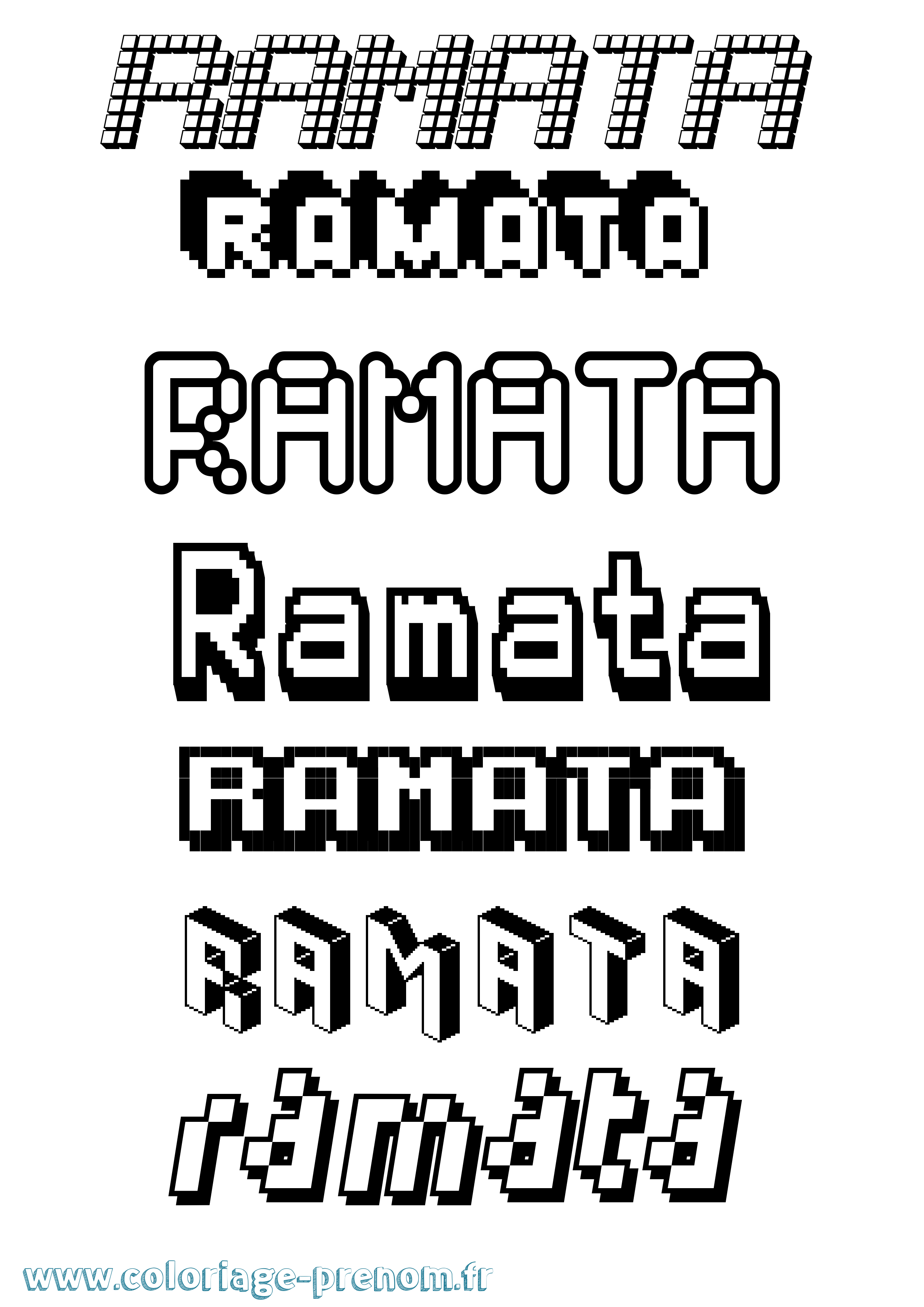 Coloriage prénom Ramata Pixel