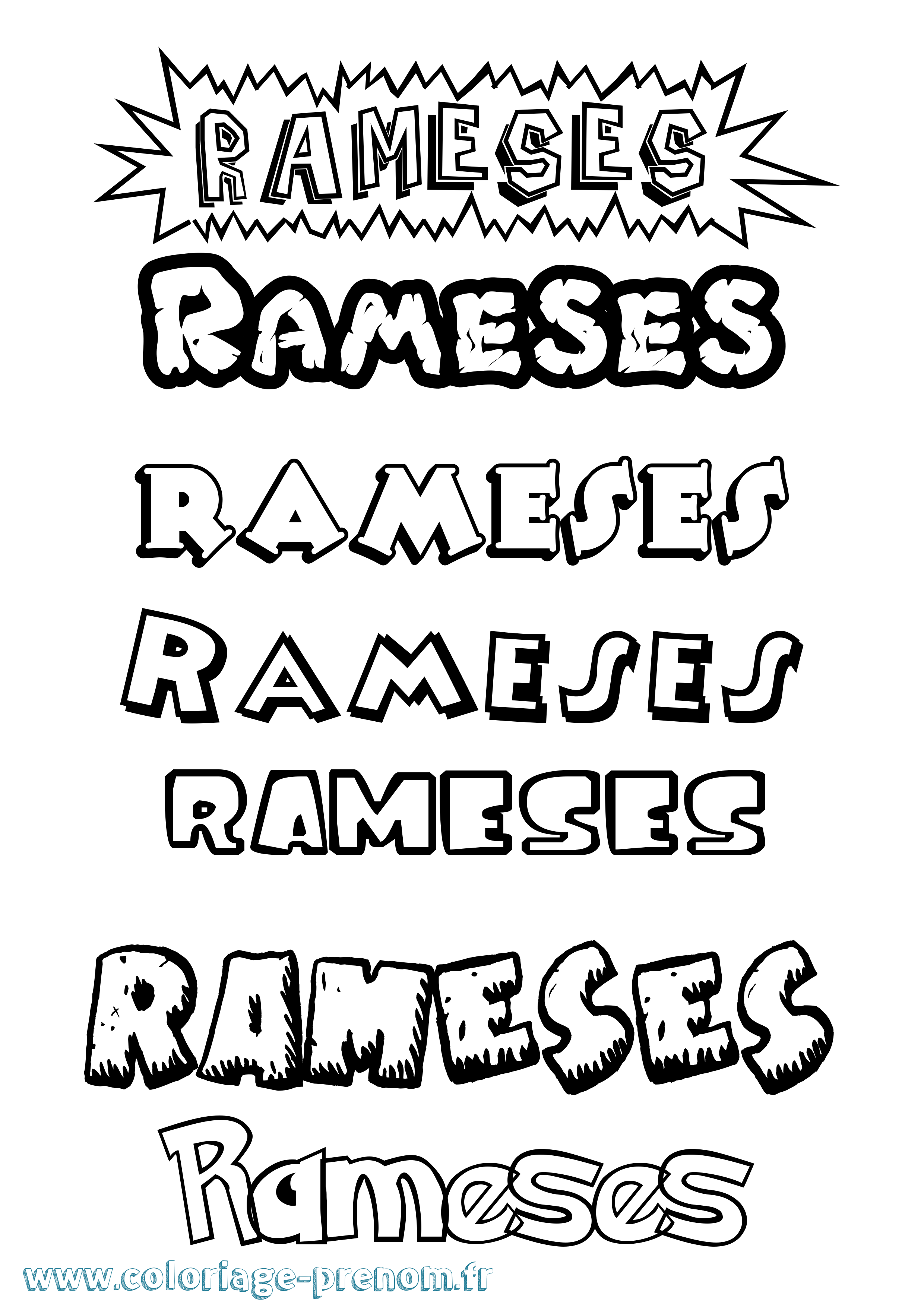Coloriage prénom Rameses Dessin Animé