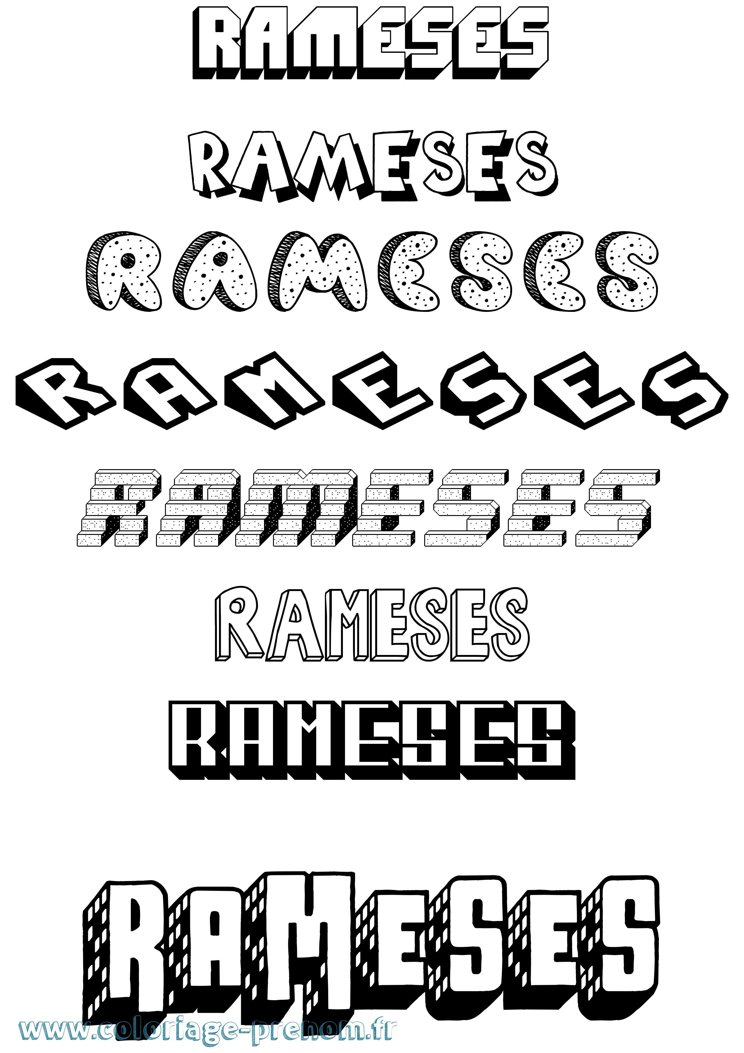 Coloriage prénom Rameses Effet 3D