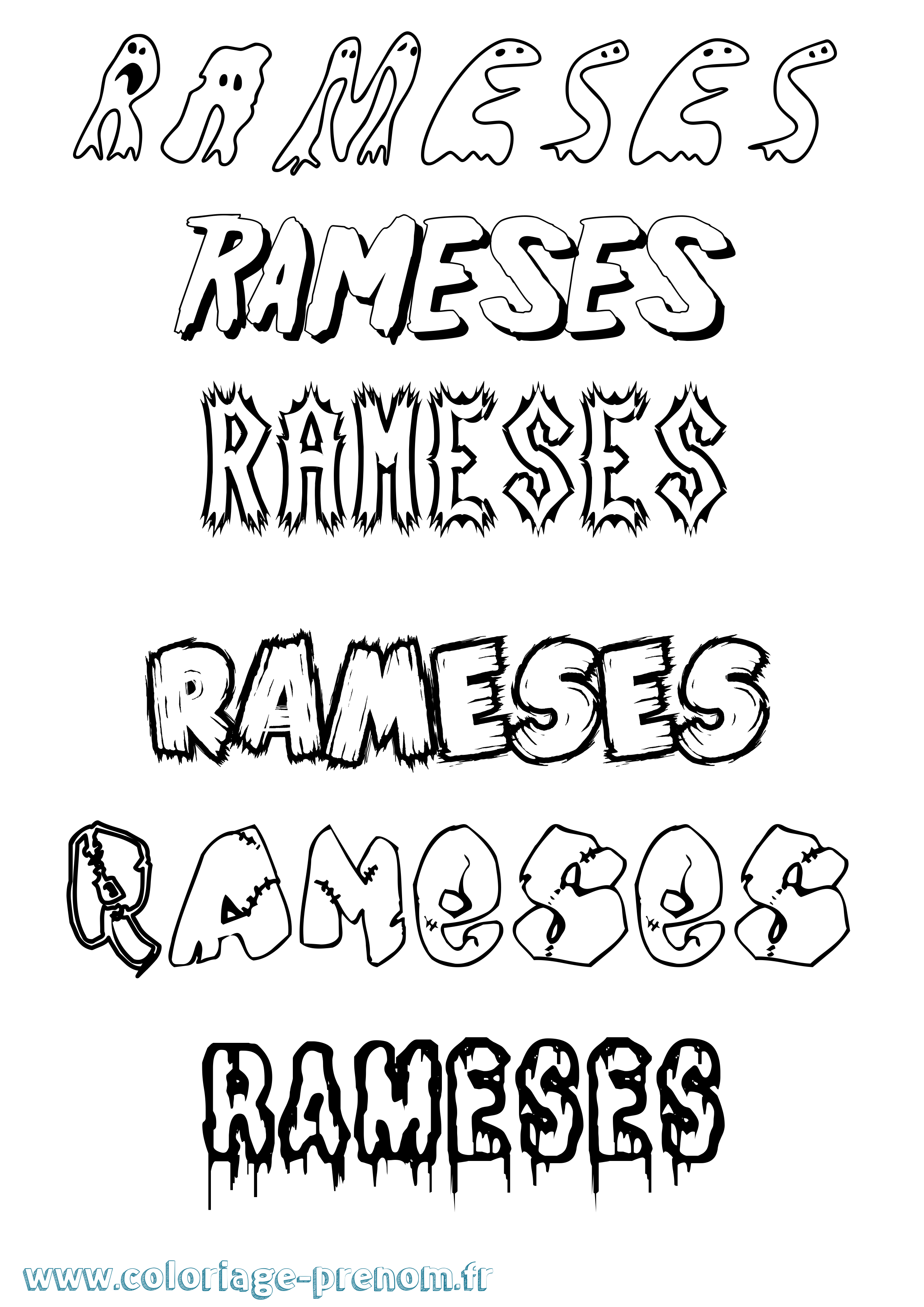 Coloriage prénom Rameses Frisson