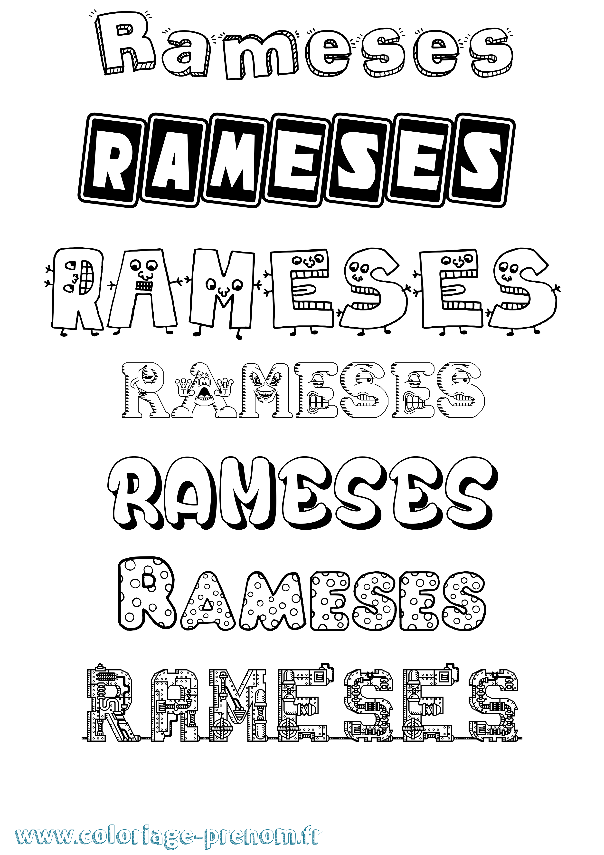 Coloriage prénom Rameses Fun