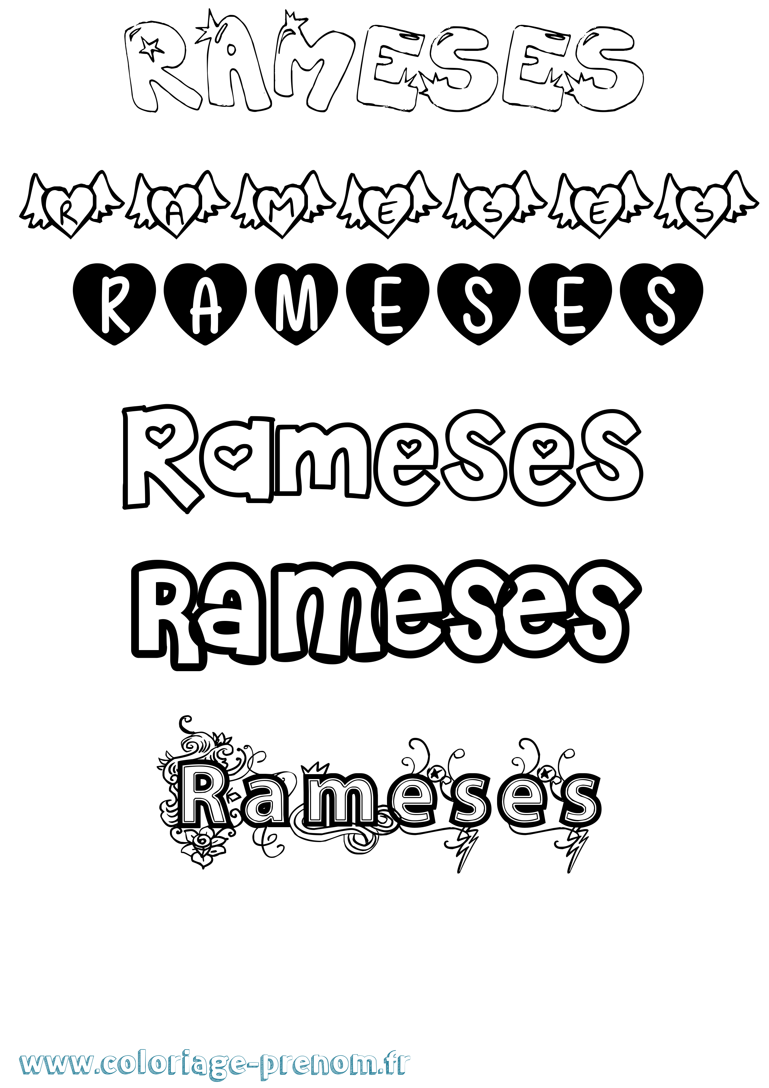 Coloriage prénom Rameses Girly