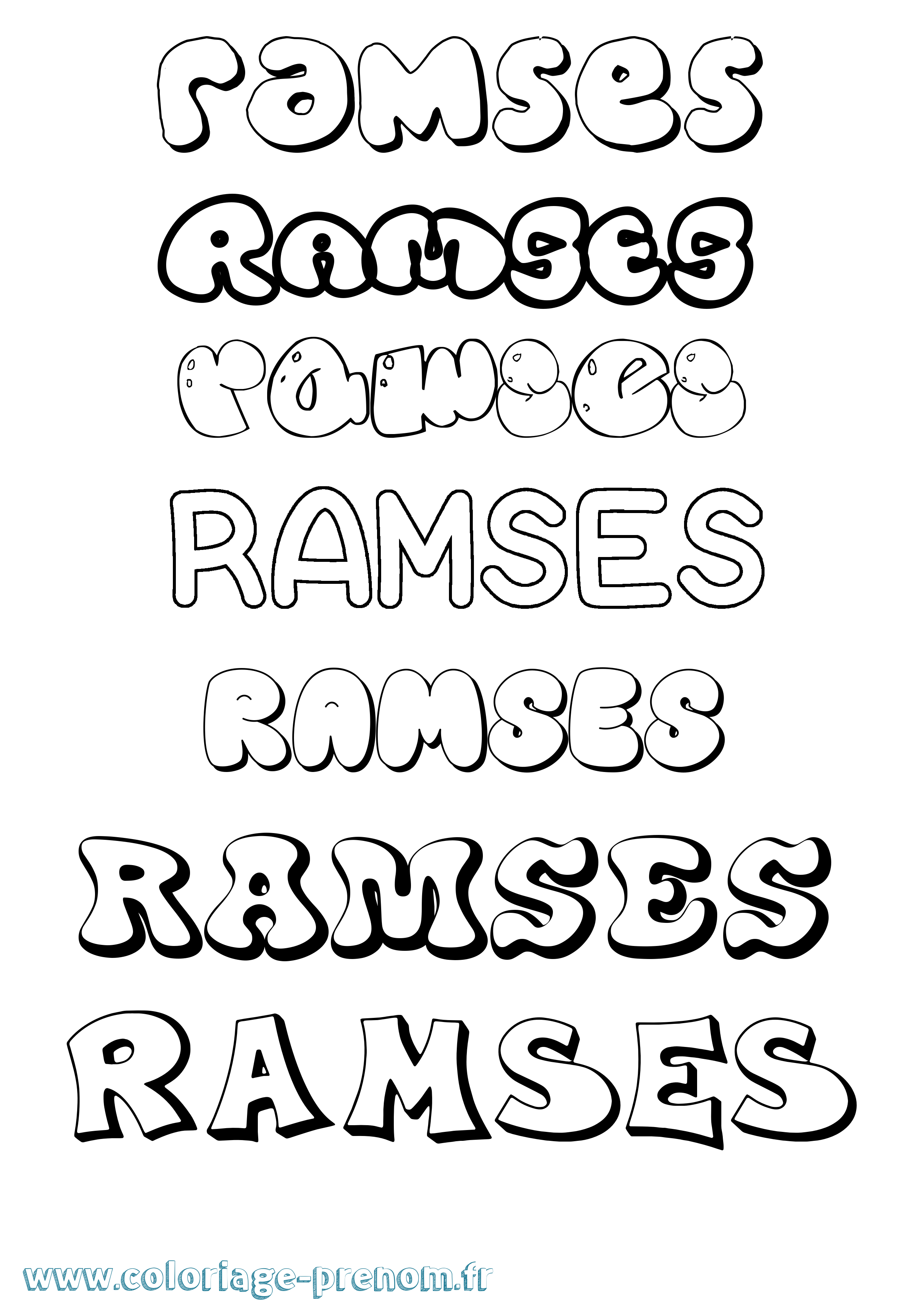 Coloriage Ramses Bubble Coloriage prénom Ramses Bubble