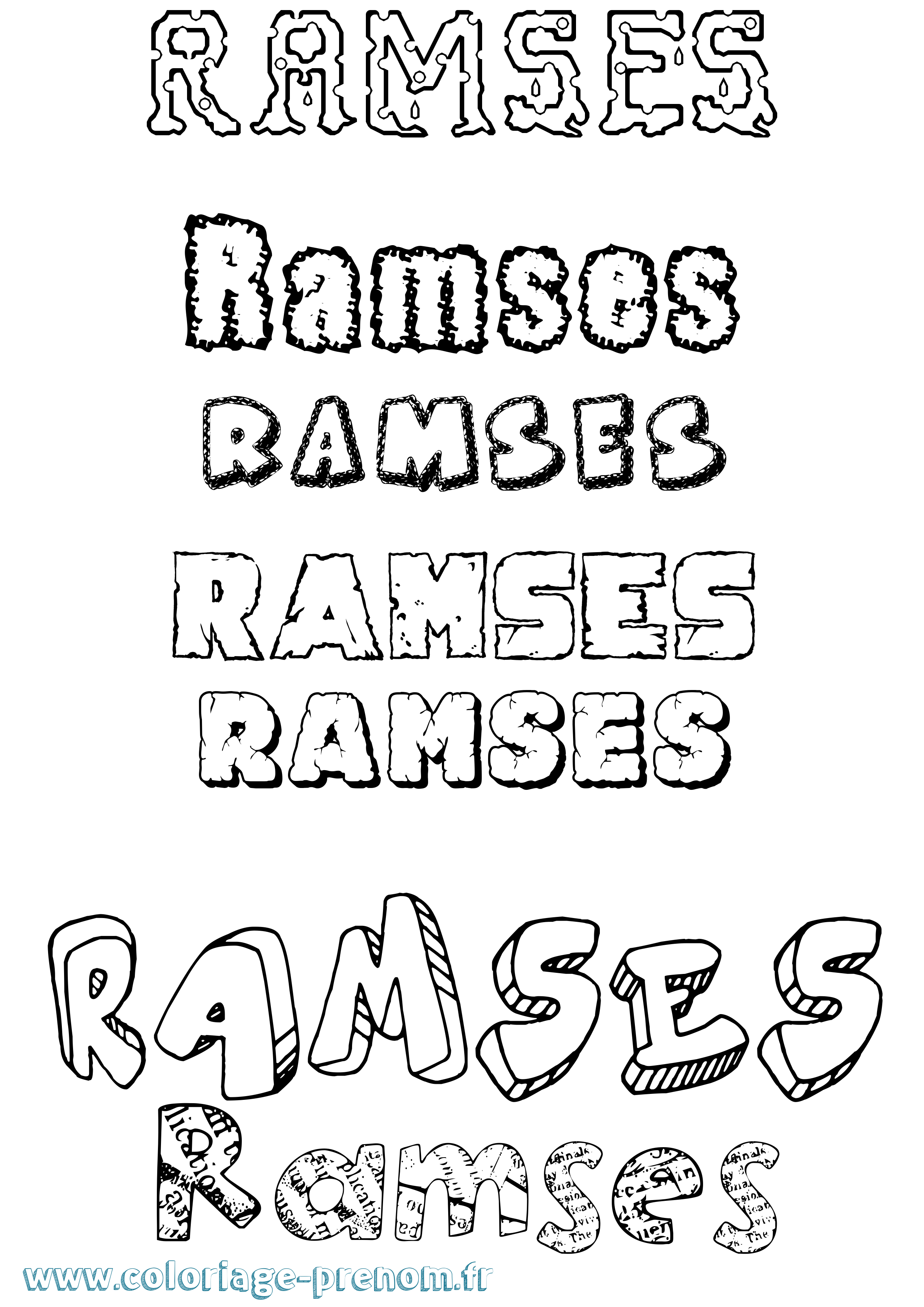 Coloriage Ramses Destructuré Coloriage prénom Ramses Destructuré