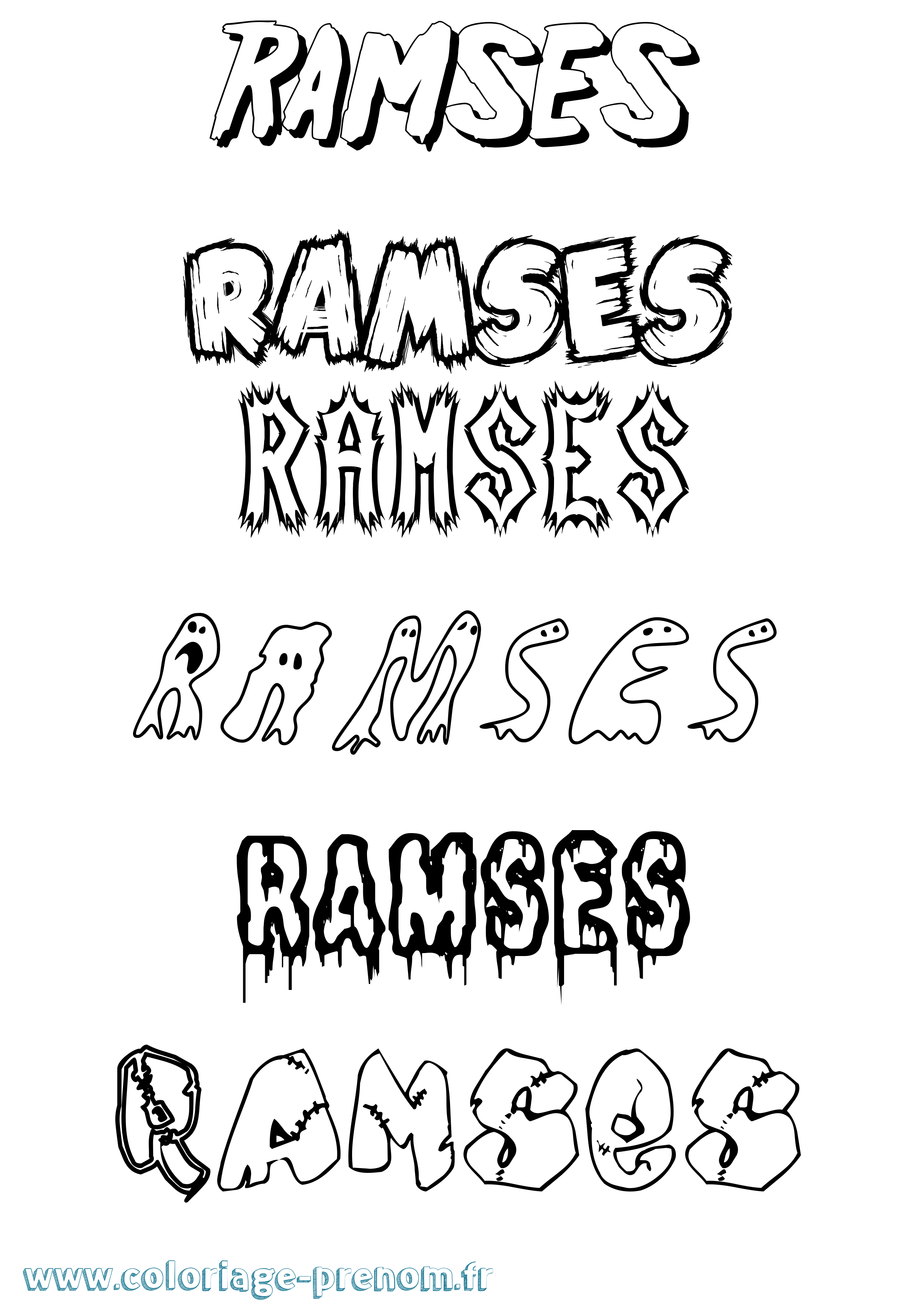 Coloriage prénom Ramses Frisson